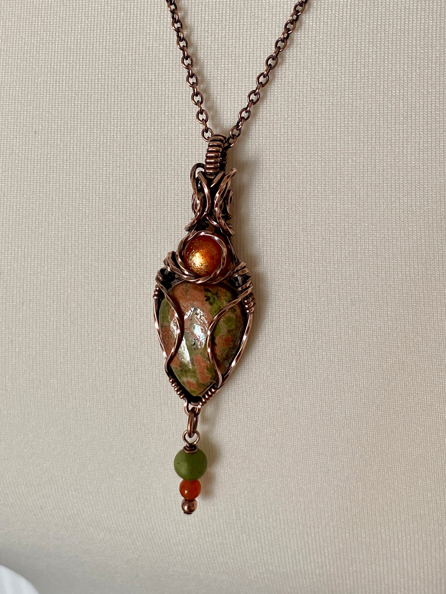 Unakite Multi~stone Statement Necklace