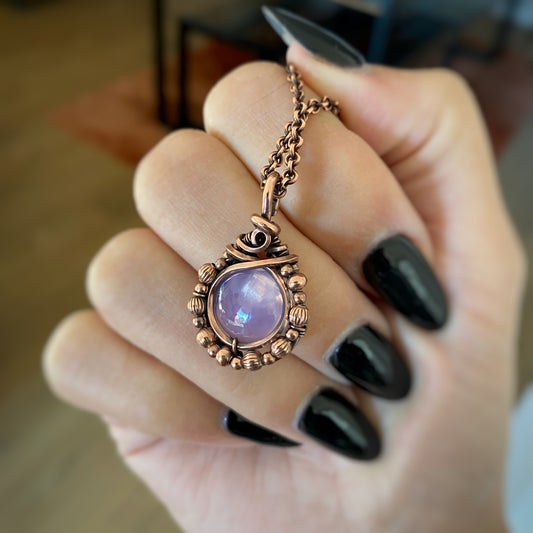 Lavender Quartz Solid Copper Necklace