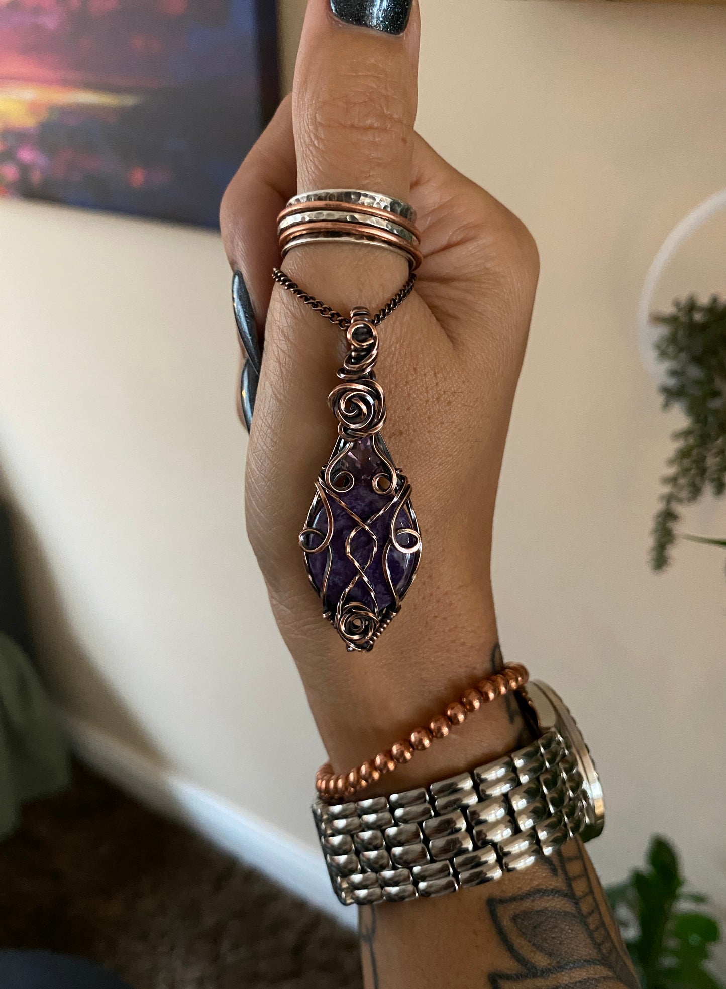 Charoite & Amethyst Necklace