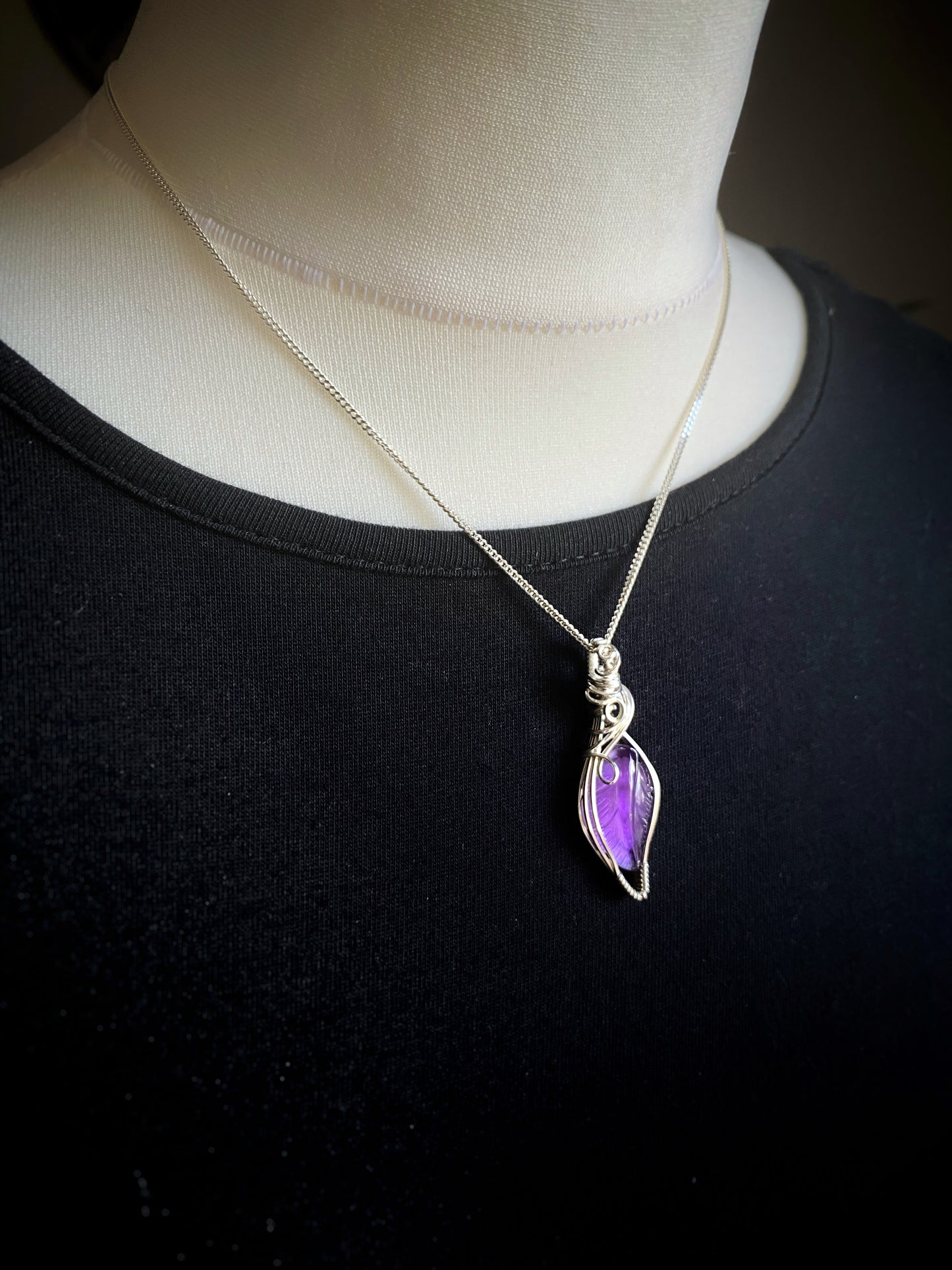 Amethyst Leaf Necklace