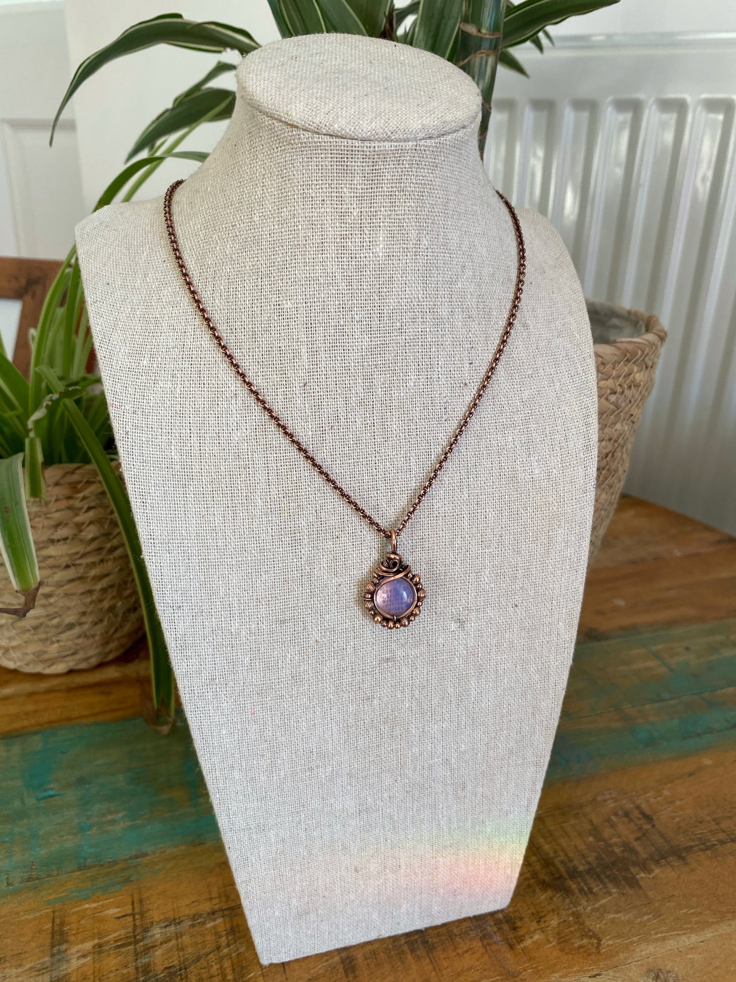 Lavender Quartz Solid Copper Necklace