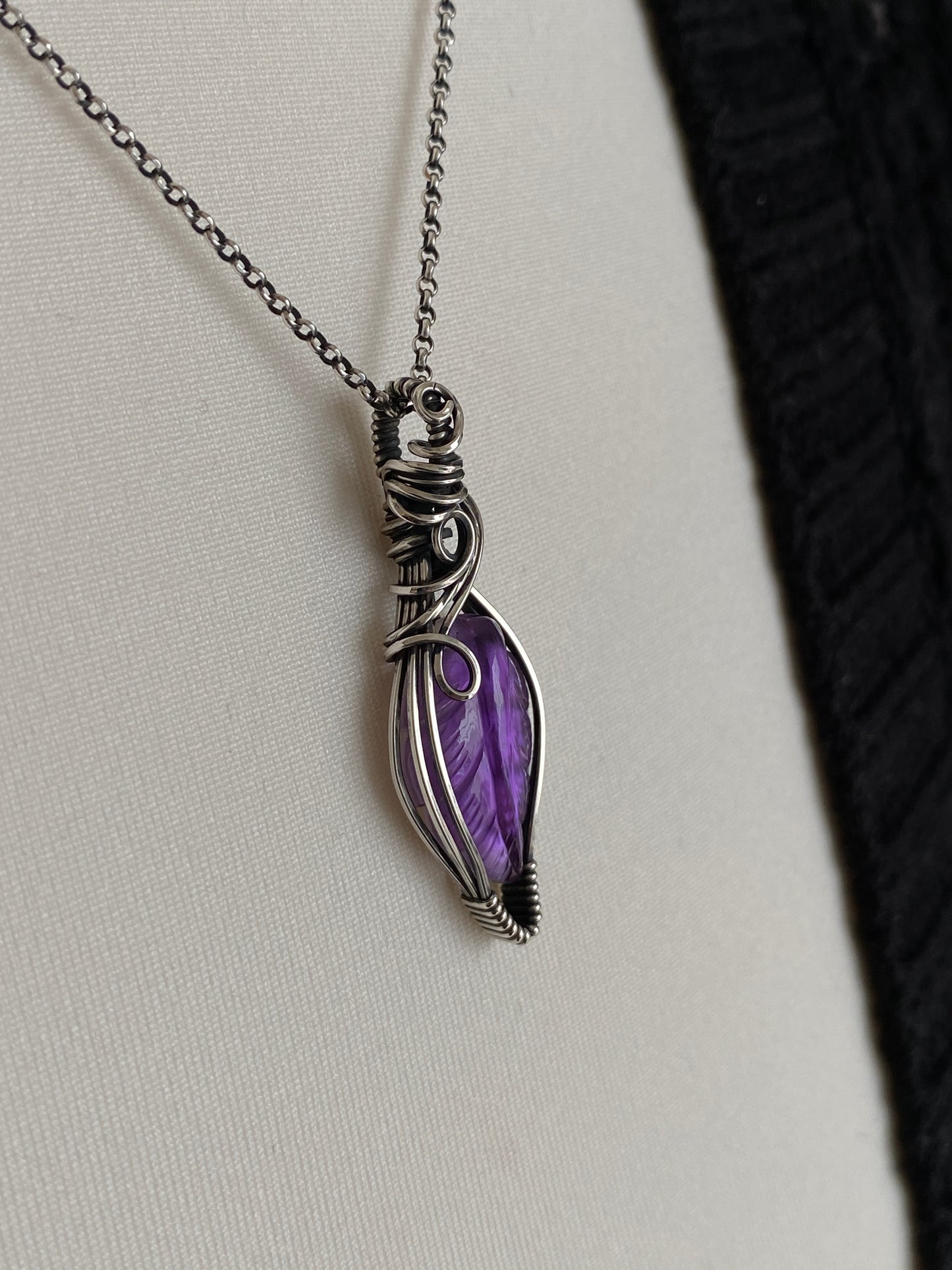 Amethyst Leaf Necklace