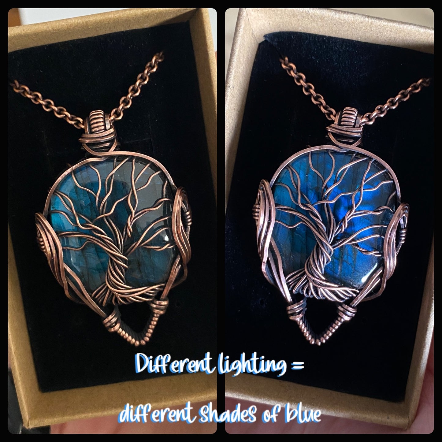 Labradorite Tree of Life Solid Copper Necklace