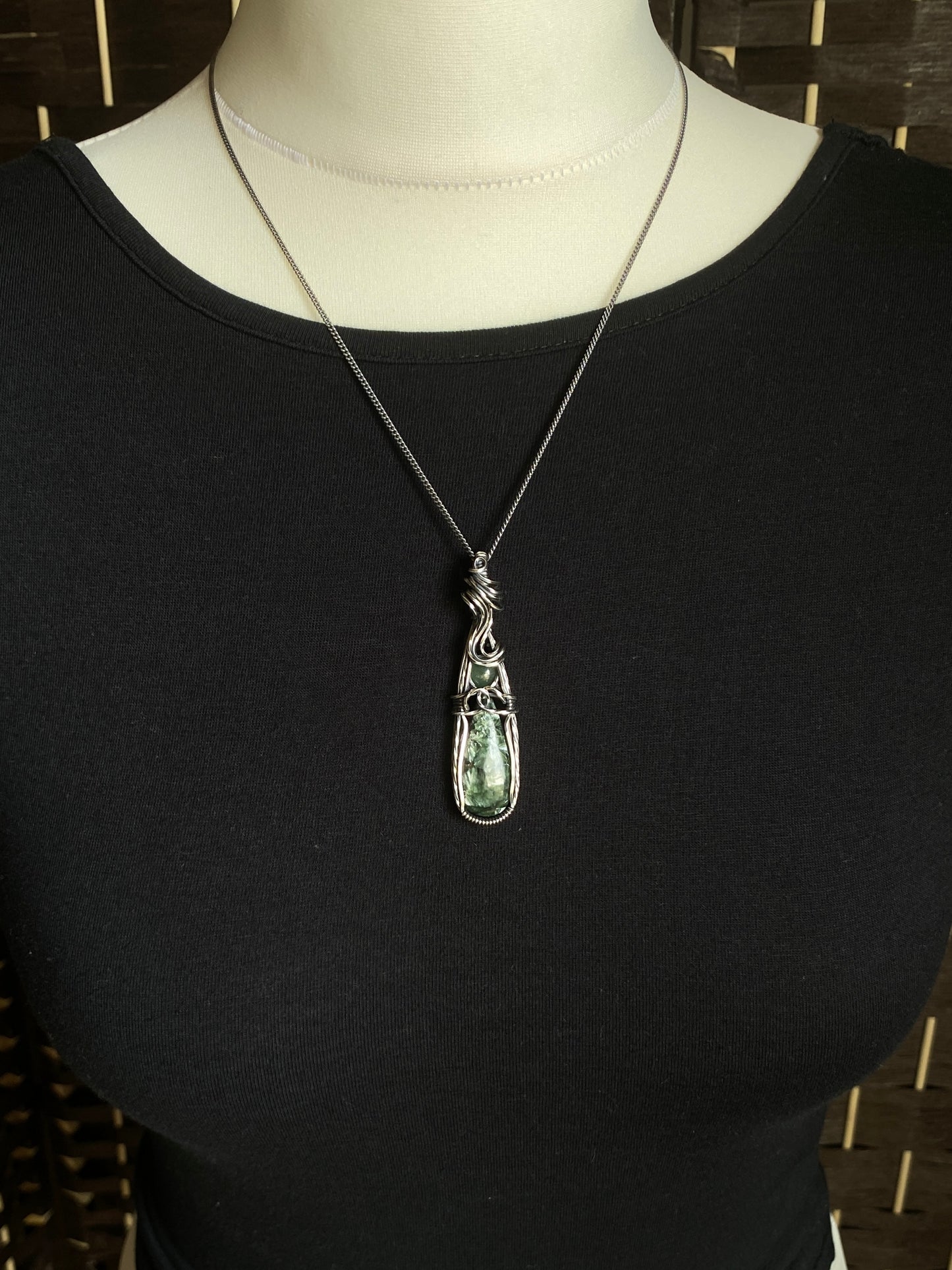 Seraphinite & Green Aventurine Silver Necklace