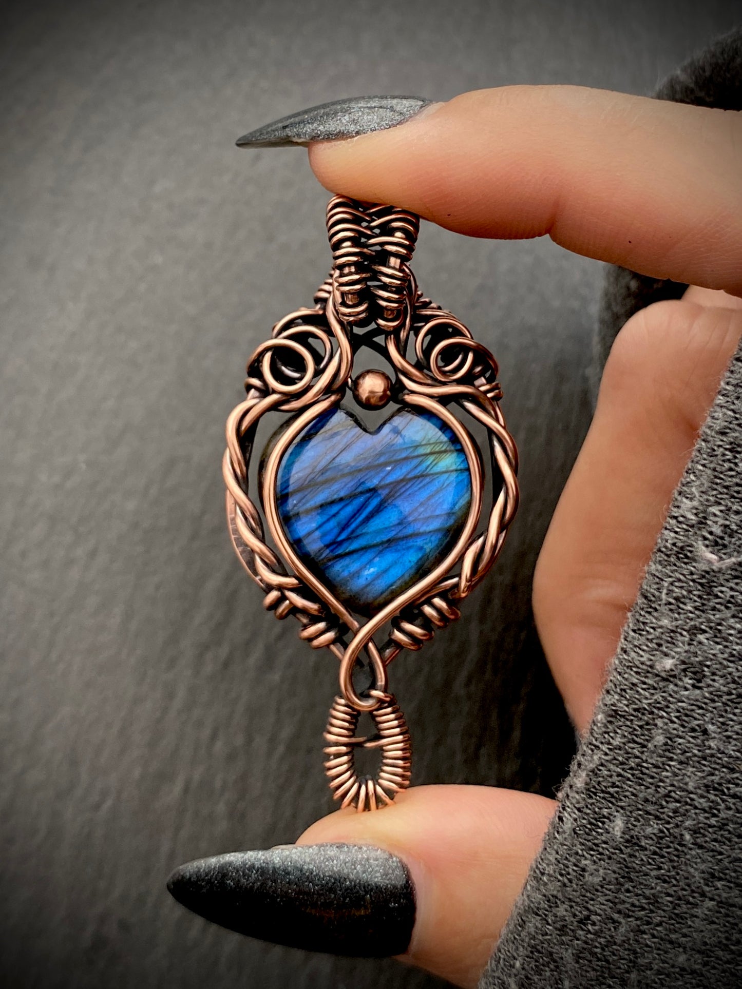 Blue Labradorite Heart Necklace