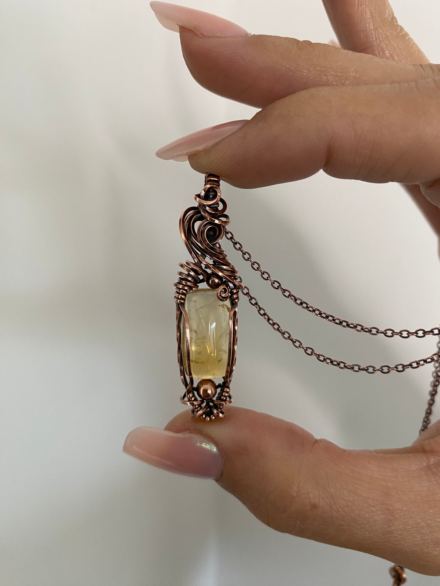 Citrine Solid Copper Necklace