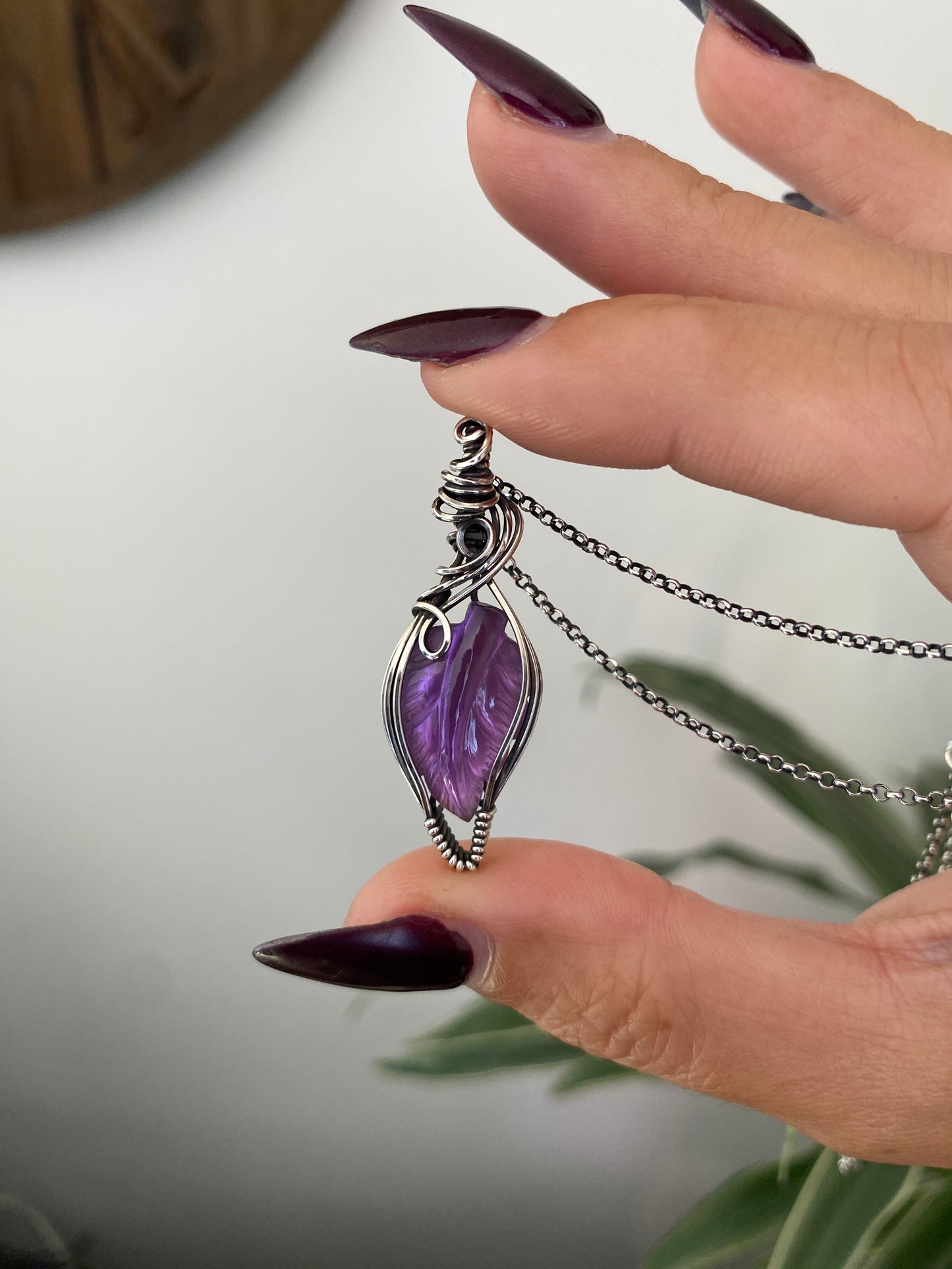 Amethyst Leaf Necklace