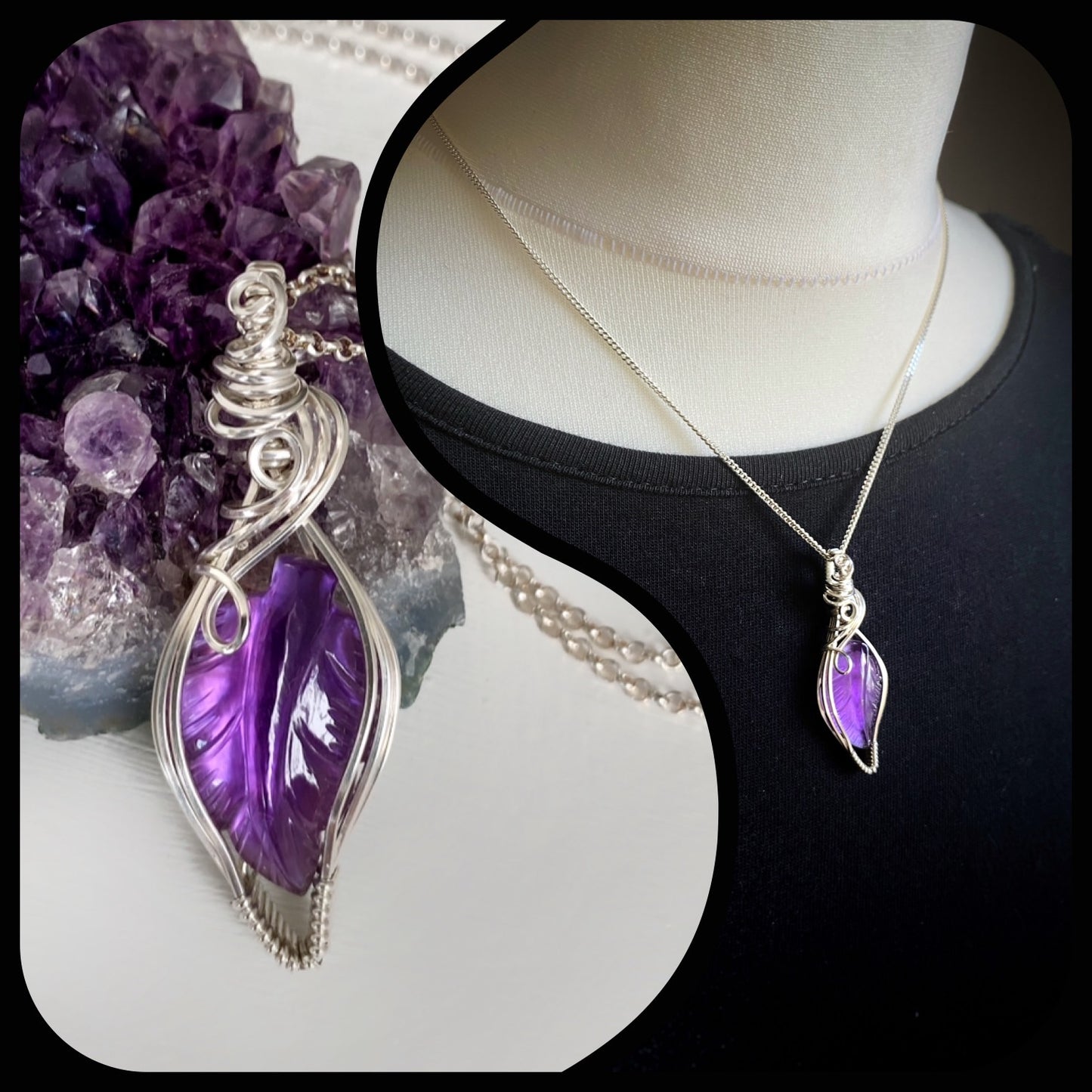 Amethyst Leaf Necklace