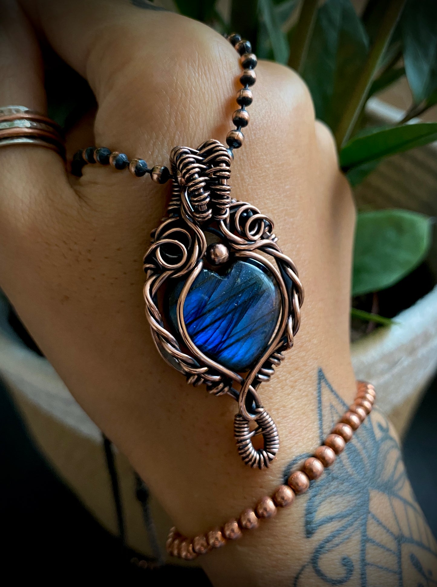 Blue Labradorite Heart Necklace