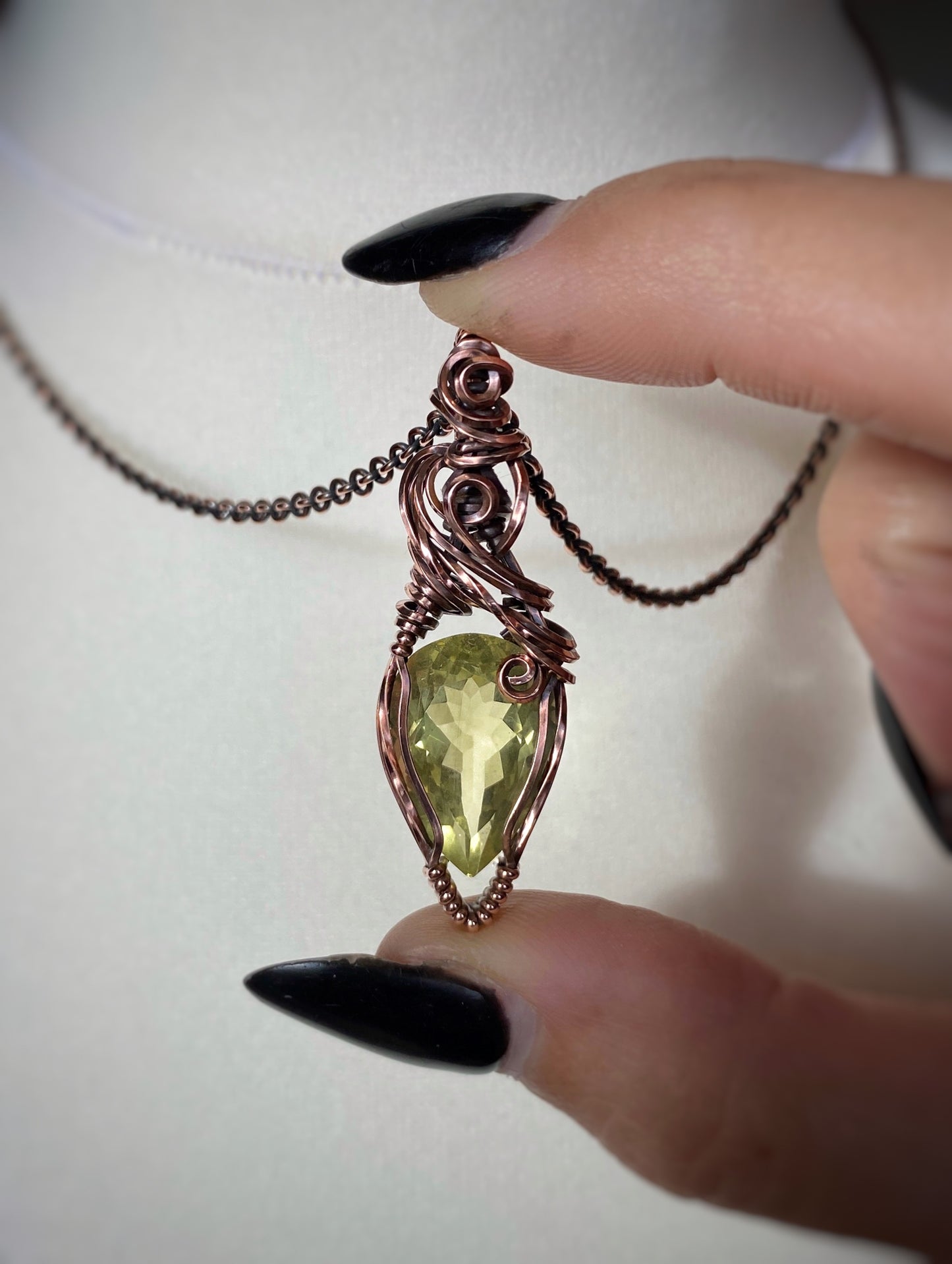 Stunning Faceted Lemon Quartz Solid Copper Necklace