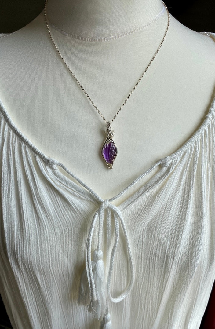 Amethyst Leaf Necklace