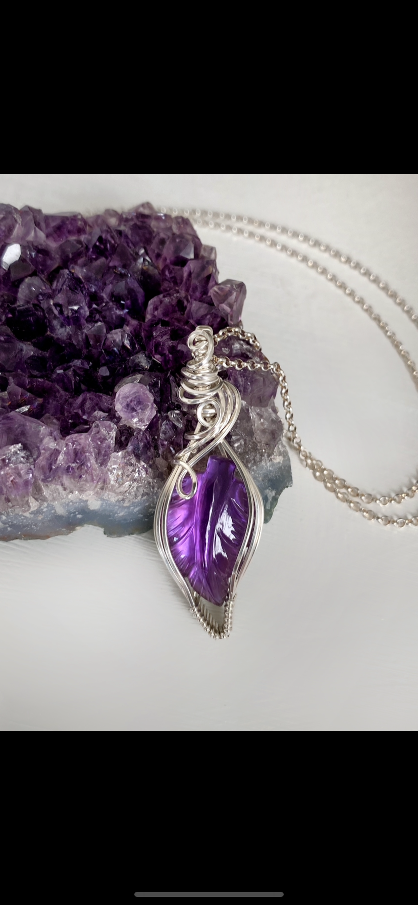 Amethyst Leaf Necklace