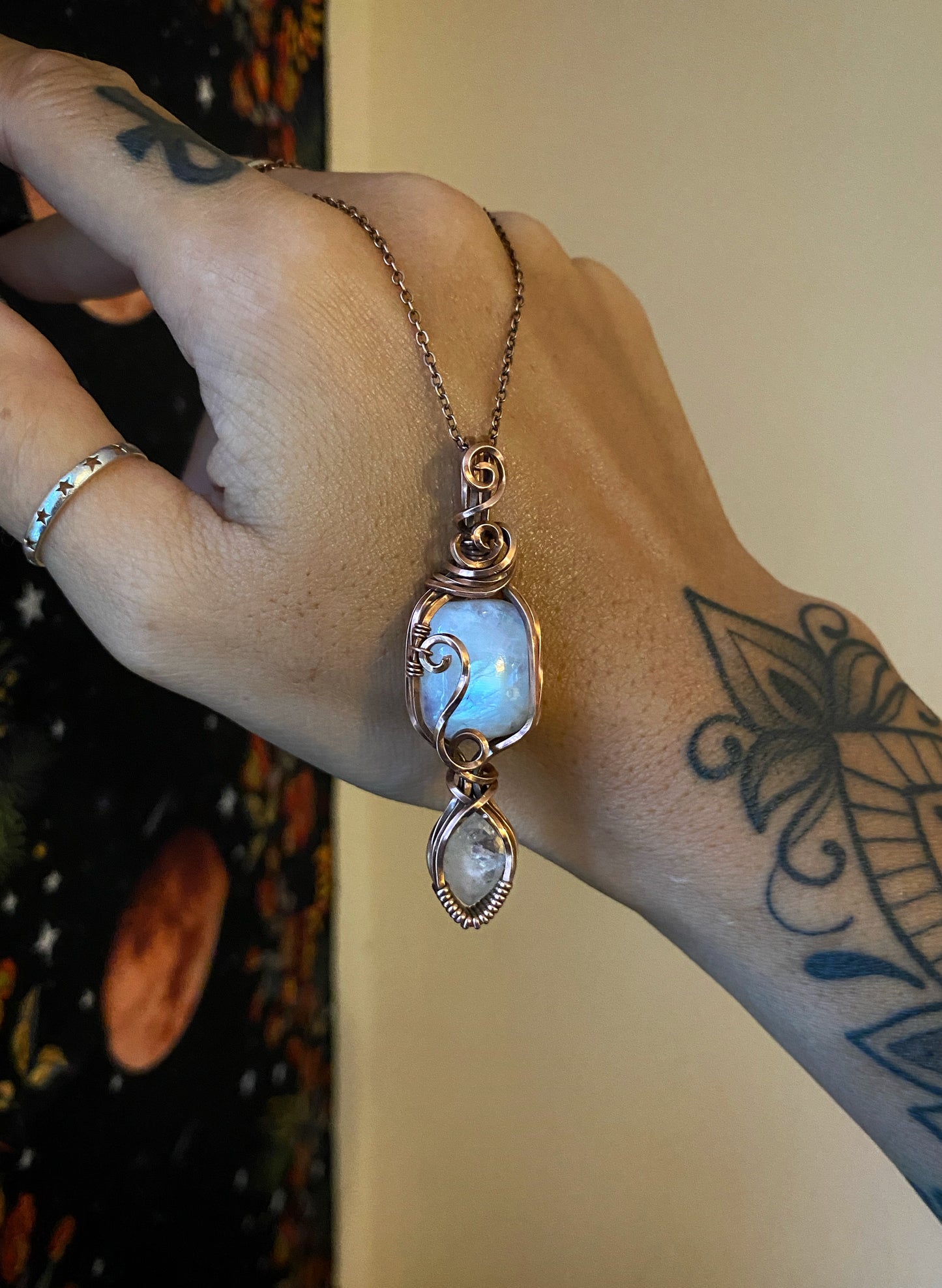 Double Rainbow Moonstone Necklace