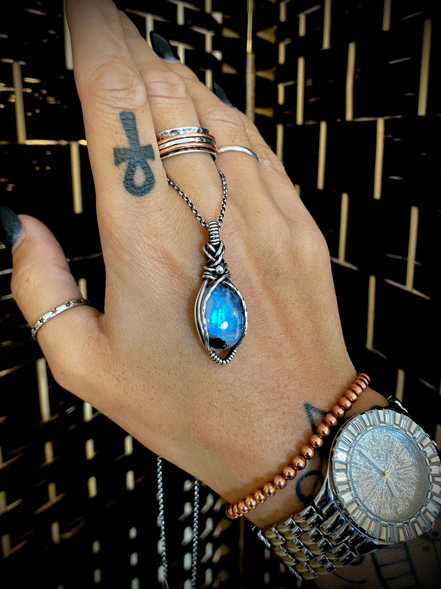 Bright Rainbow Moonstone Necklace