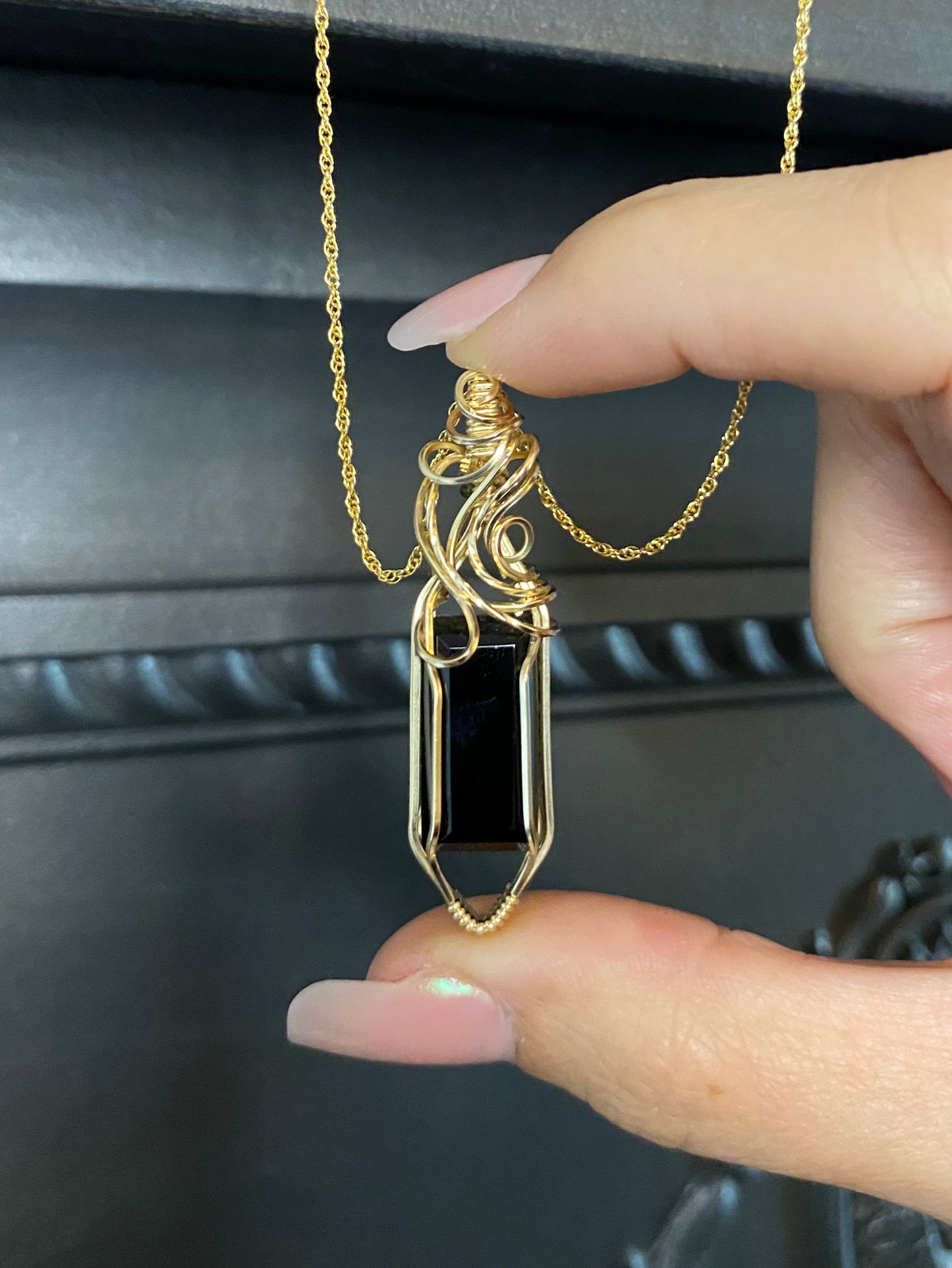 Black Onyx 14k Goldfill Necklace