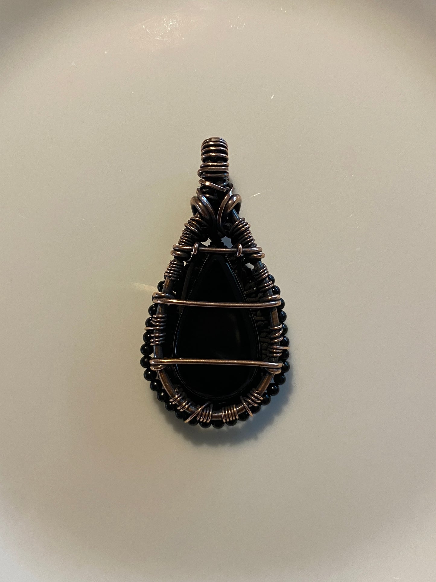 Black Onyx & Black Agate Copper Necklace