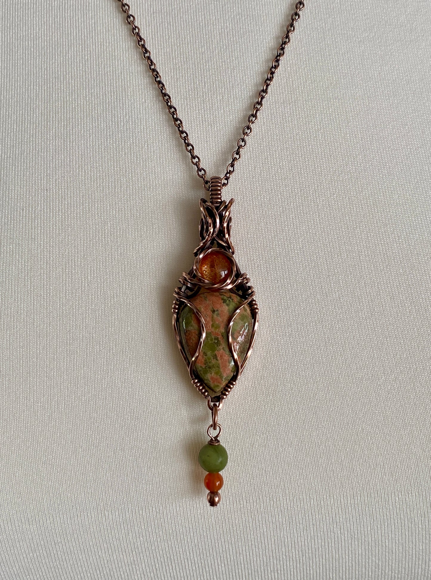 Unakite Multi~stone Statement Necklace