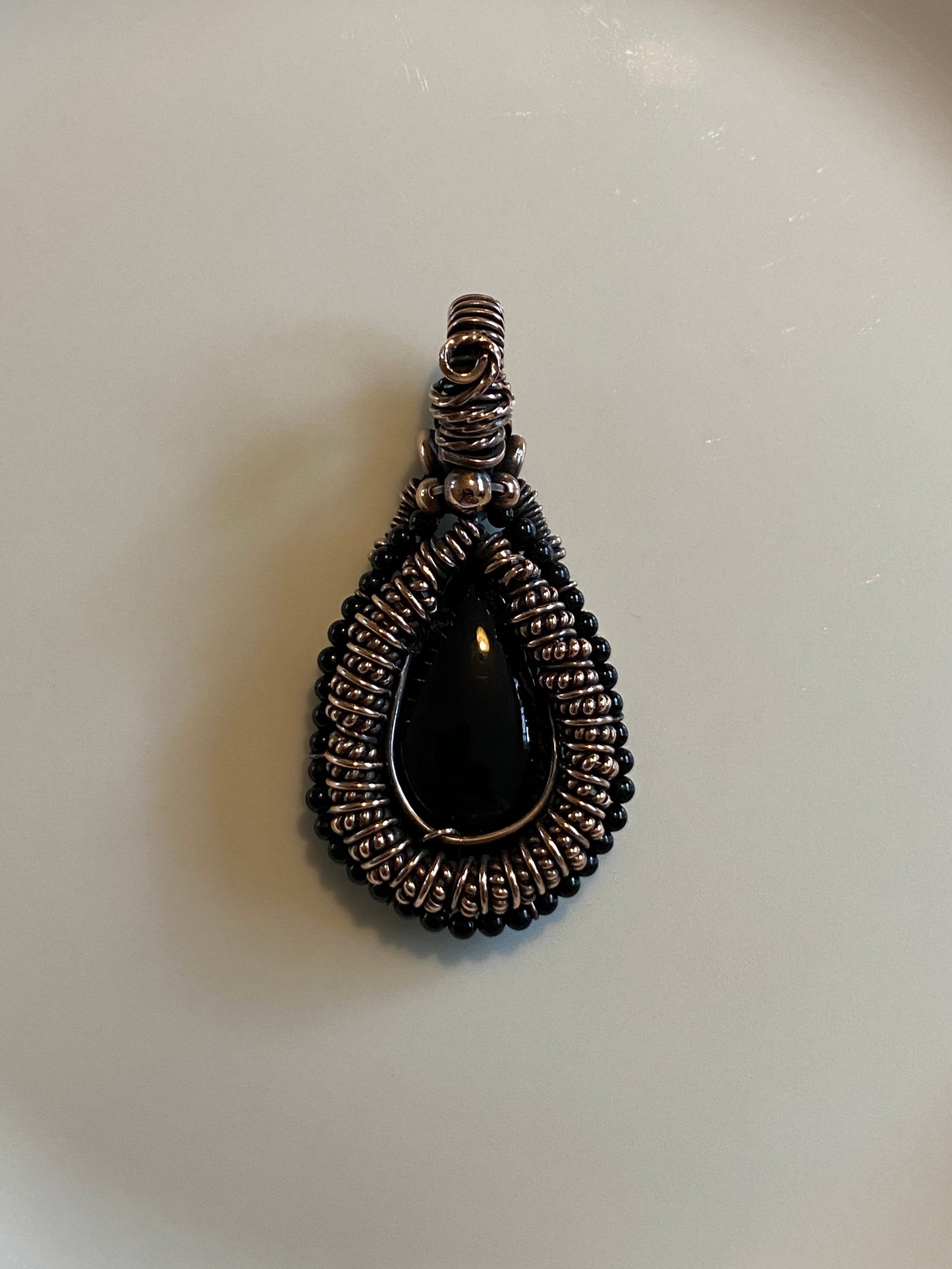 Black Onyx & Black Agate Copper Necklace