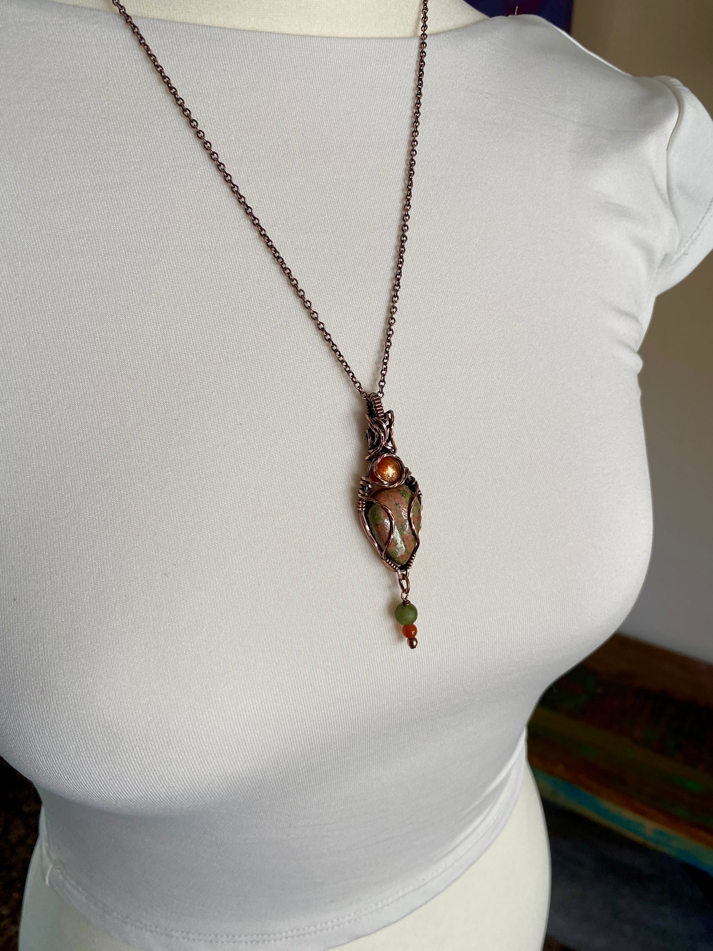 Unakite Multi~stone Statement Necklace