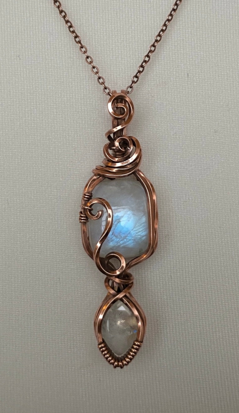 Double Rainbow Moonstone Necklace