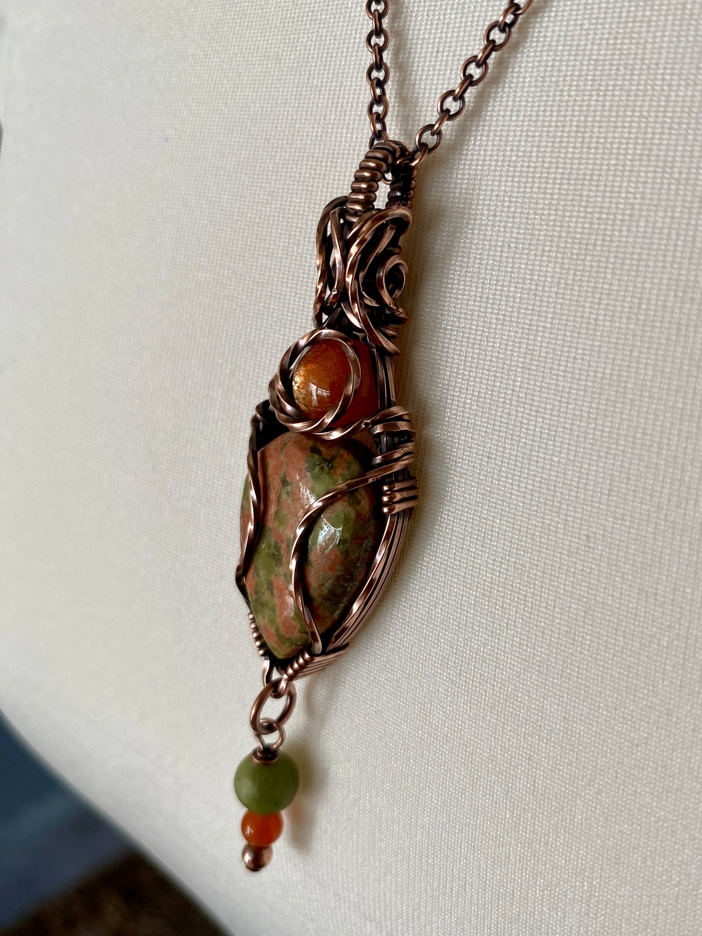 Unakite Multi~stone Statement Necklace