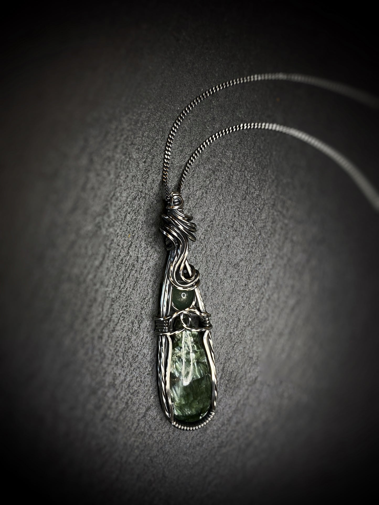 Seraphinite & Green Aventurine Silver Necklace