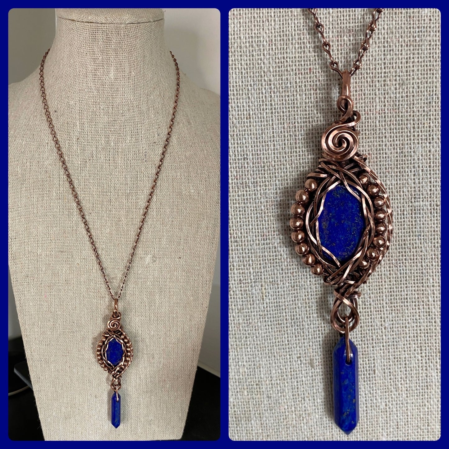 Lapis Lazuli Solid Copper Necklace