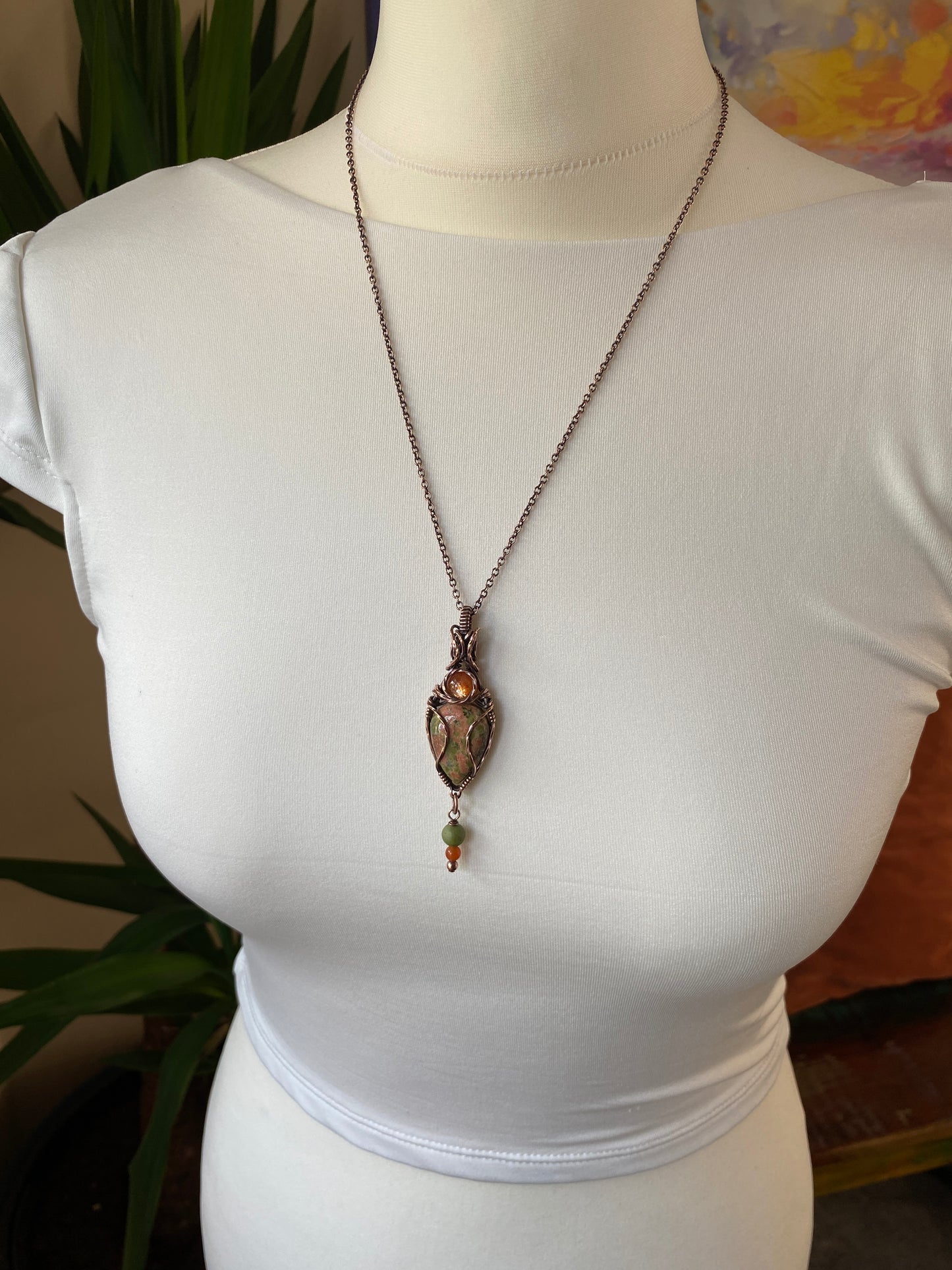 Unakite Multi~stone Statement Necklace