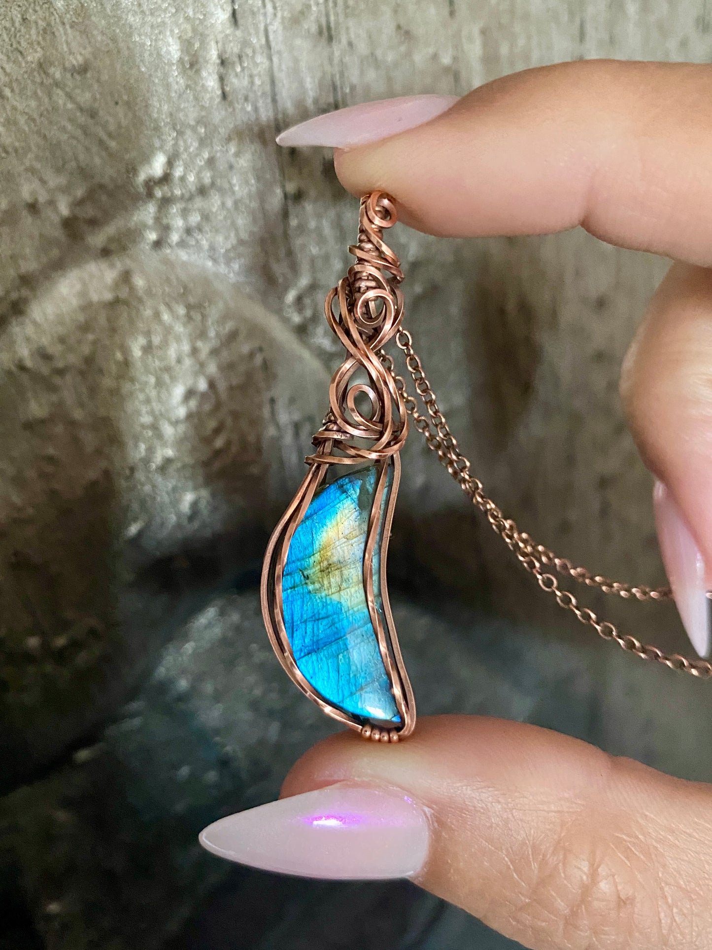 Crescent Moon Labradorite Necklace