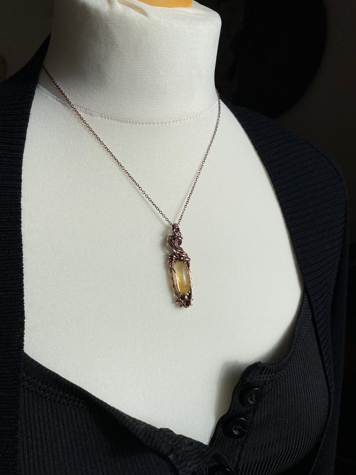 Citrine Solid Copper Necklace