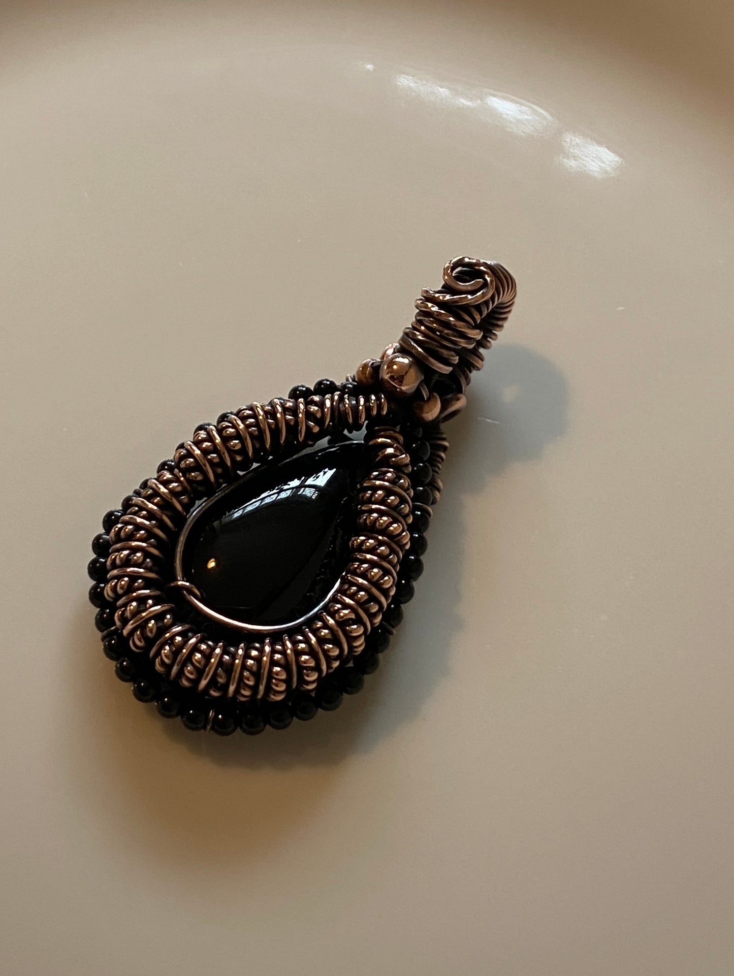 Black Onyx & Black Agate Copper Necklace