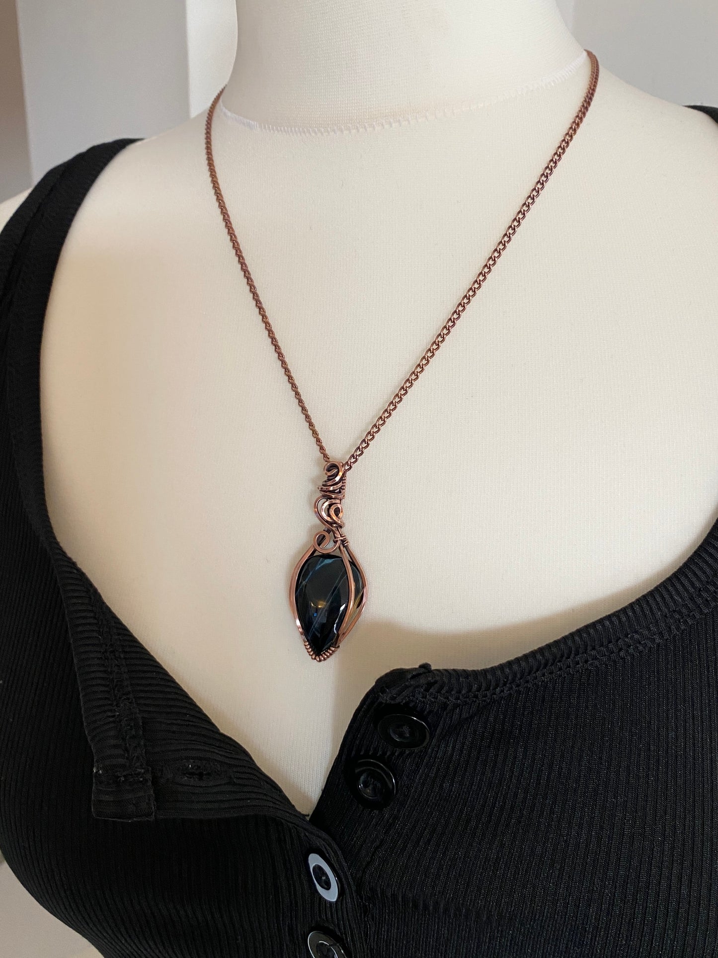 Falcon’s Eye Solid Copper Necklace