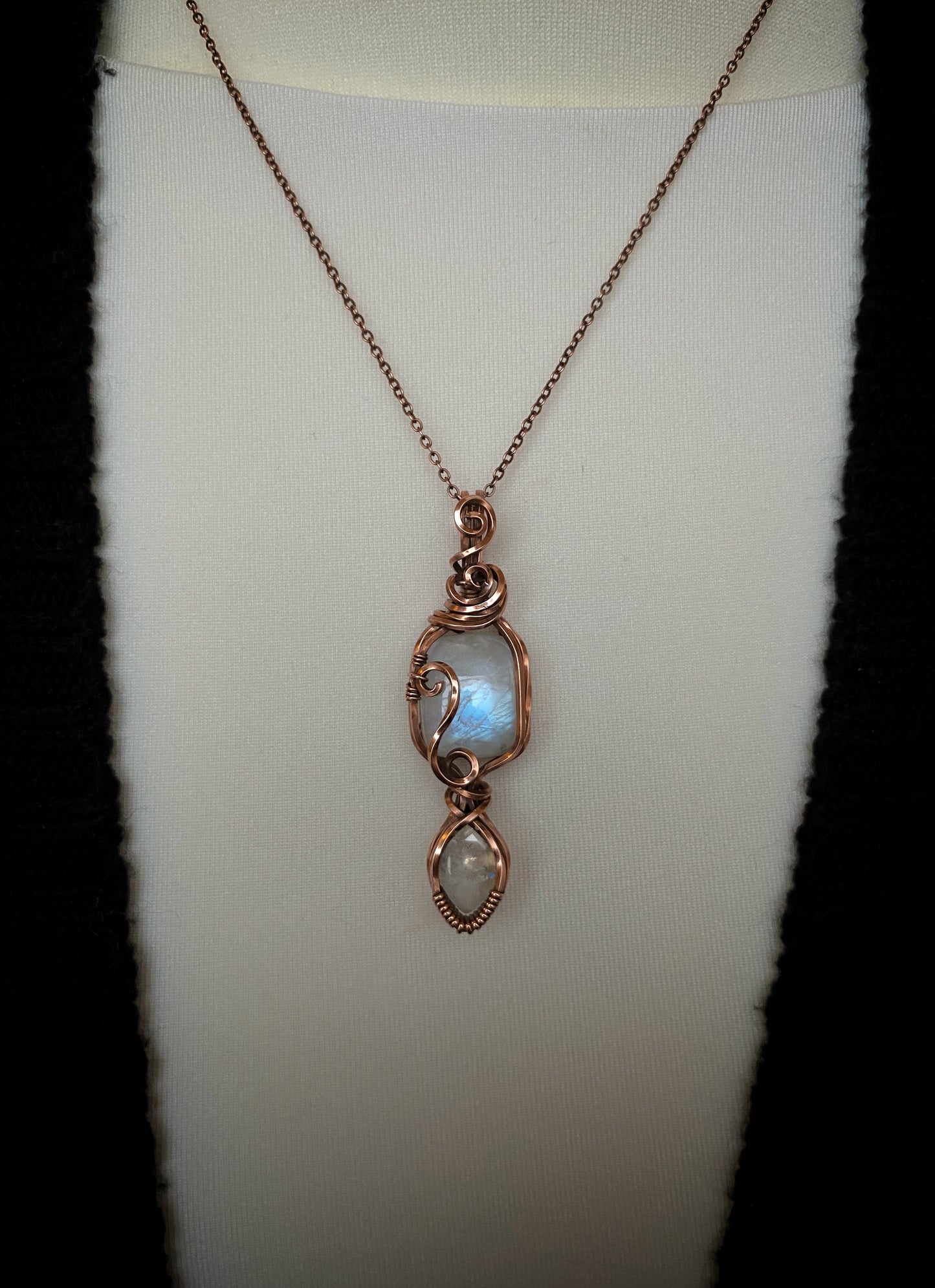 Double Rainbow Moonstone Necklace