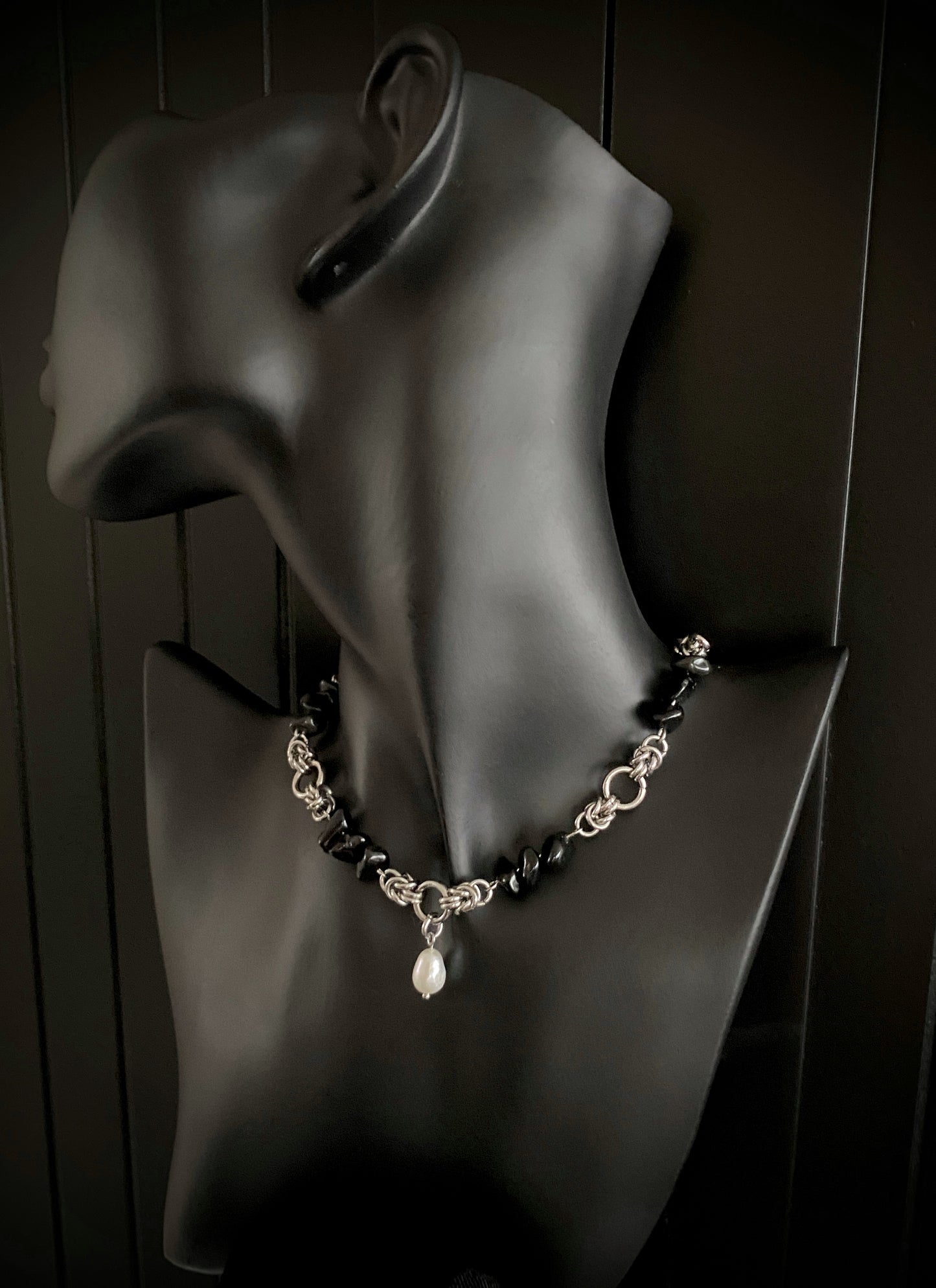 Black Obsidian | Fresh Water Pearl Choker