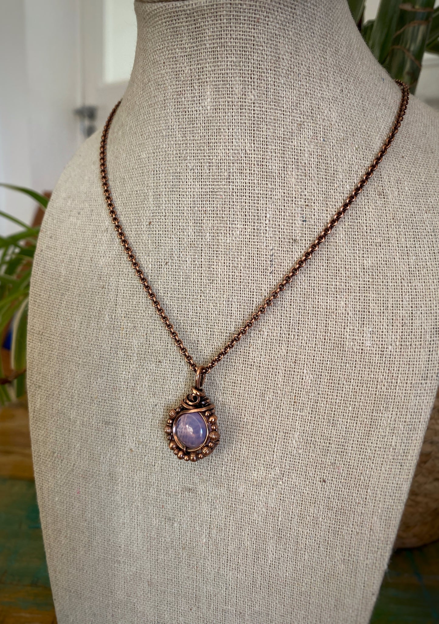 Lavender Quartz Solid Copper Necklace