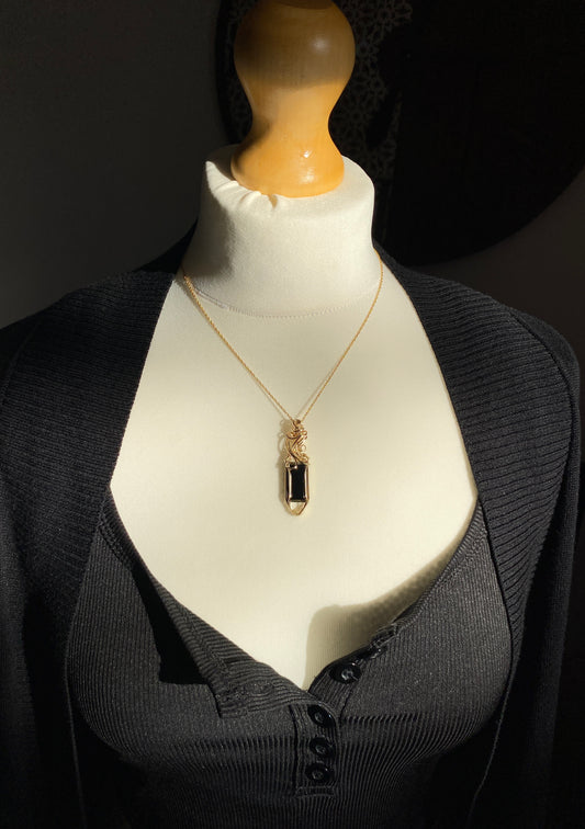 Black Onyx 14k Goldfill Necklace