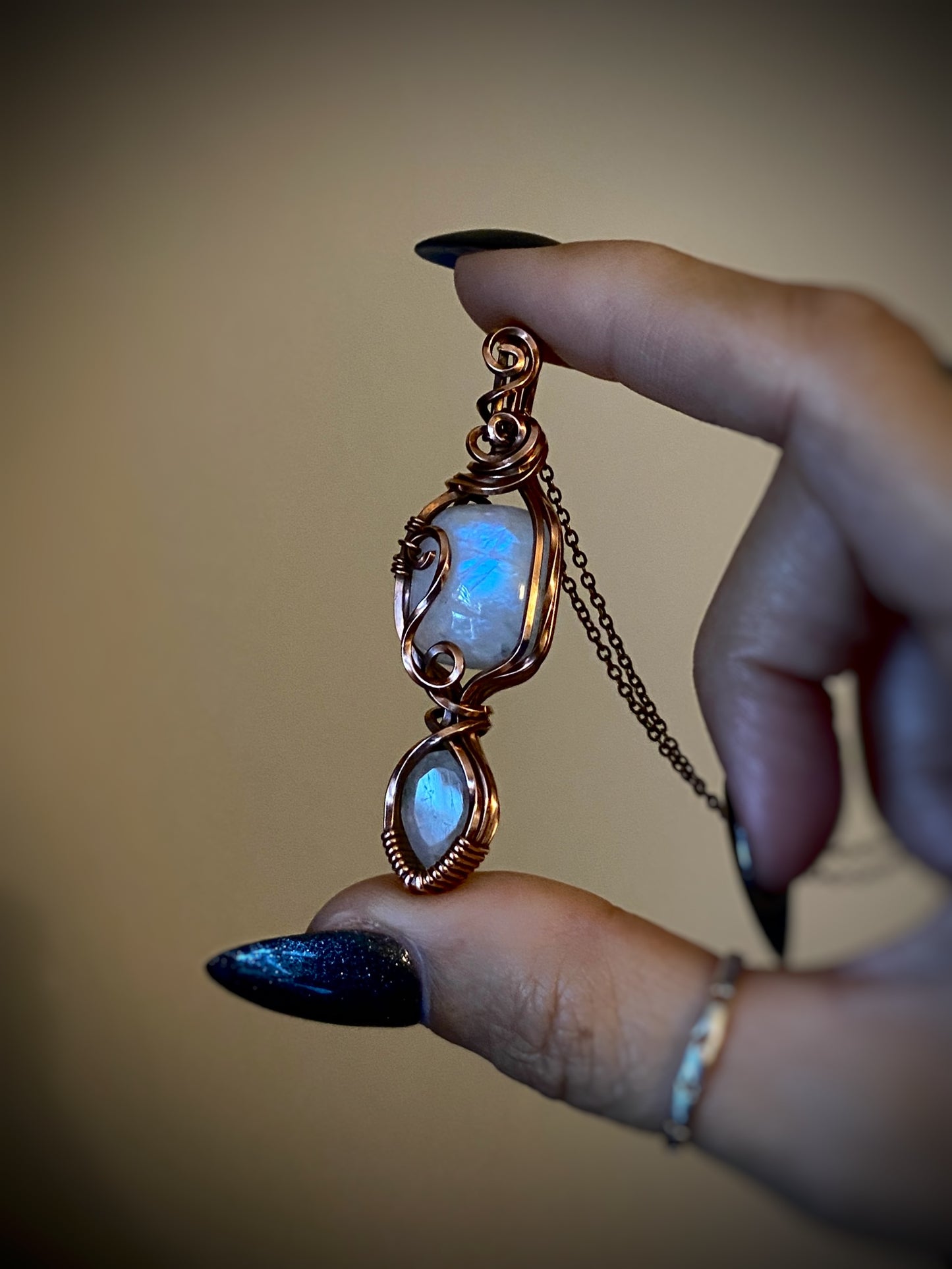 Double Rainbow Moonstone Necklace