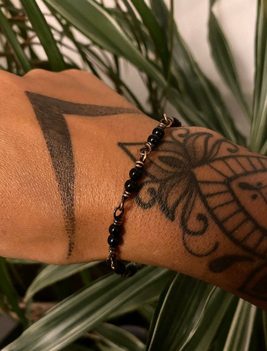 Double Black Tourmaline Bead Bracelet
