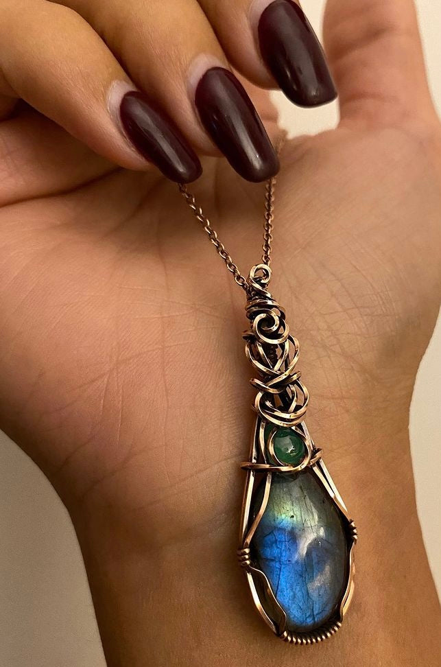 Labradorite & Emerald Necklace