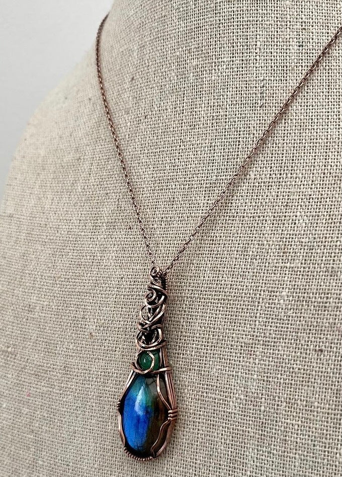 Labradorite & Emerald Necklace