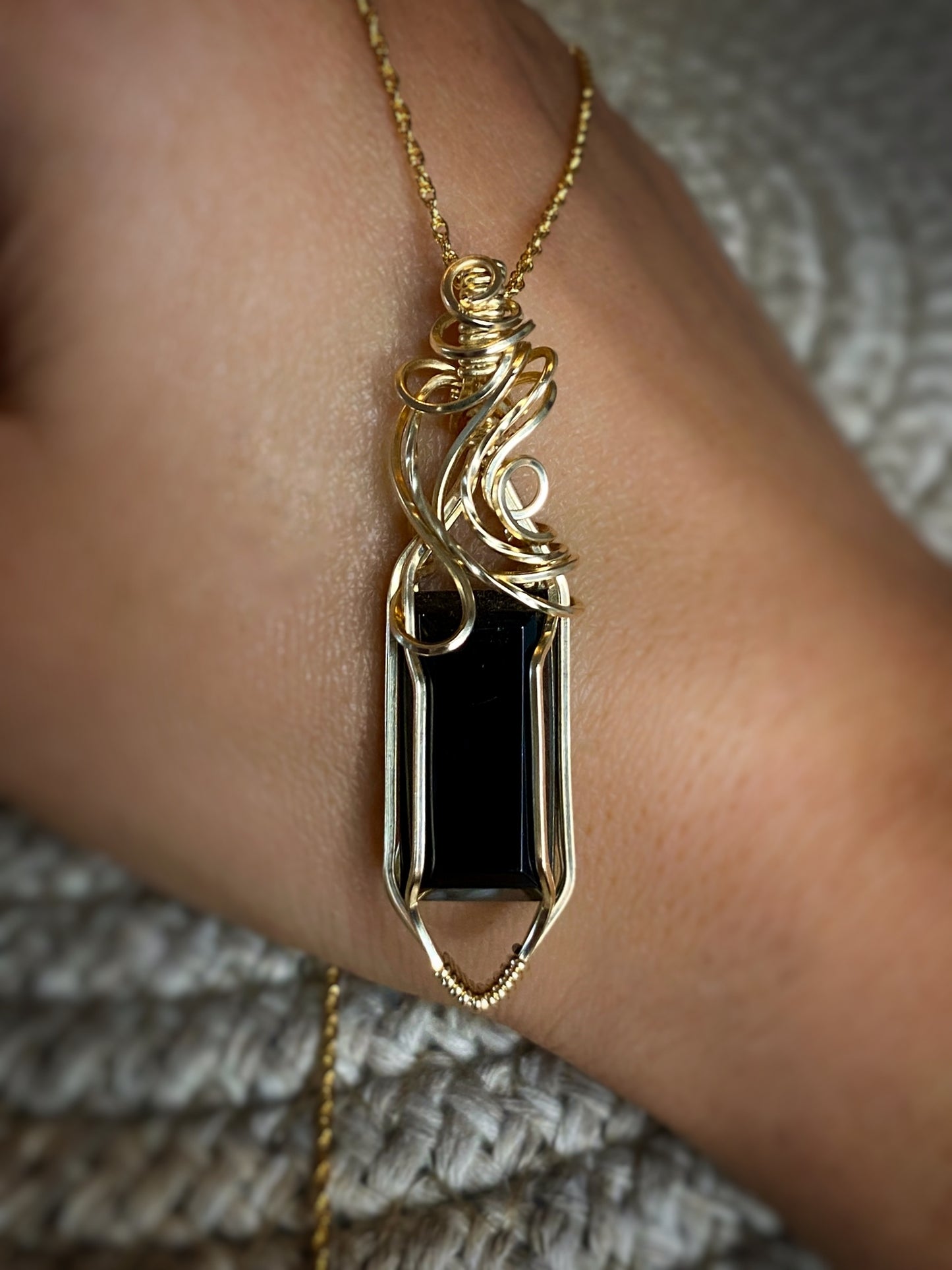 Black Onyx 14k Goldfill Necklace