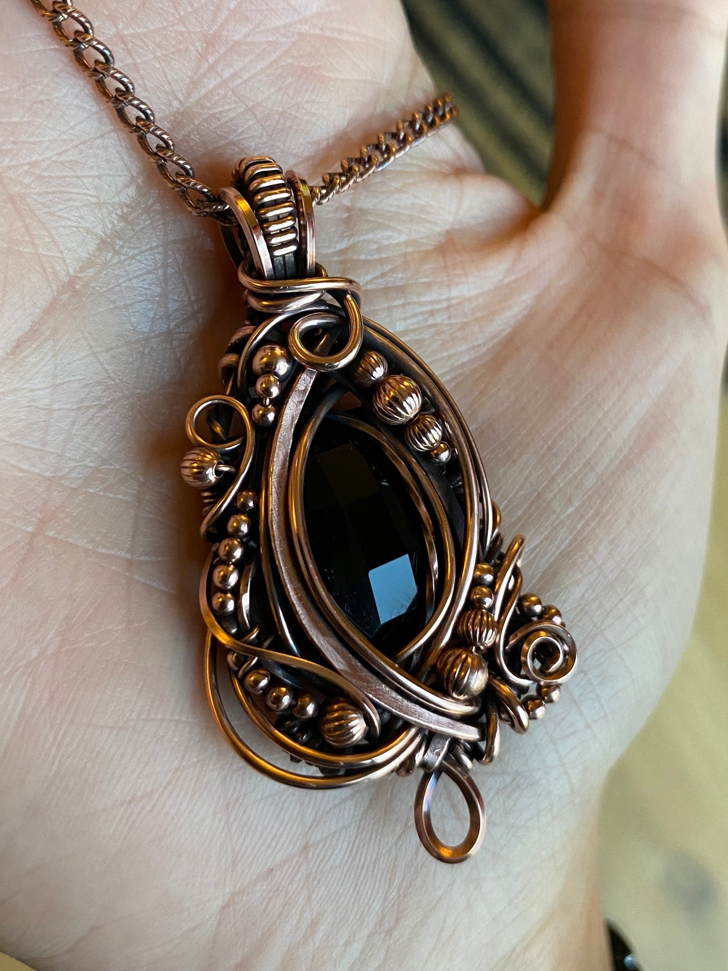 Black Onyx Statement Solid Copper Necklace