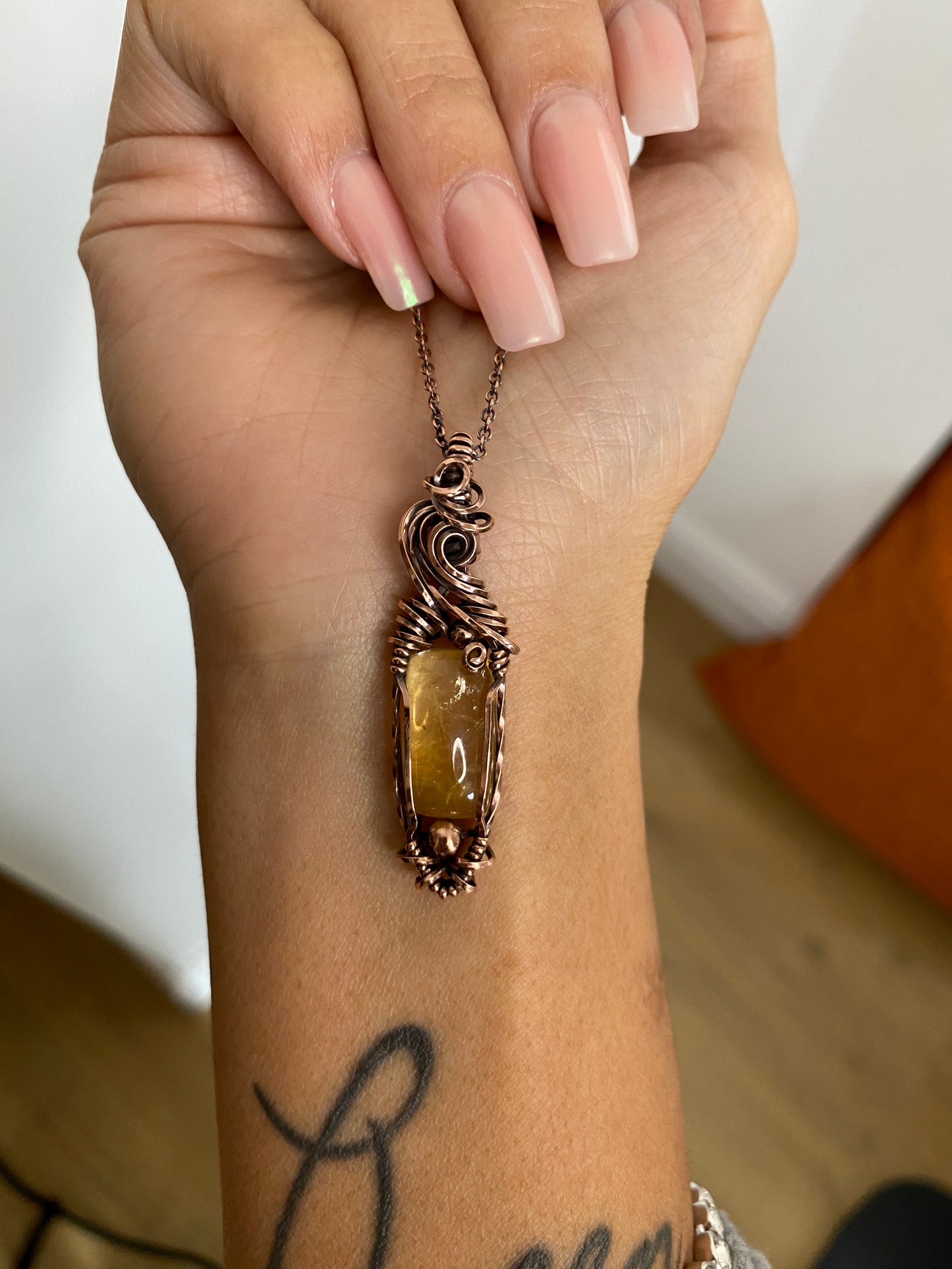 Citrine Solid Copper Necklace