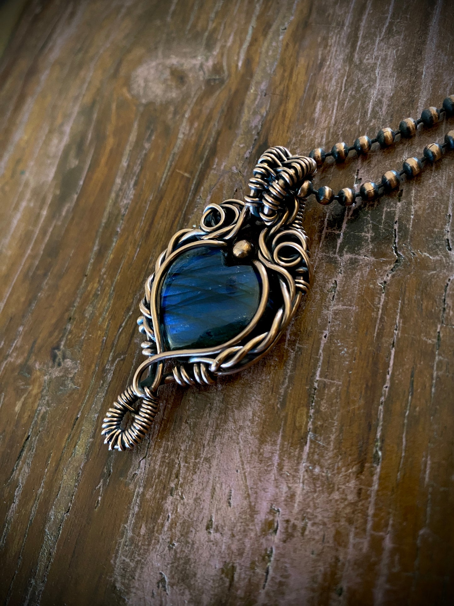 Blue Labradorite Heart Necklace