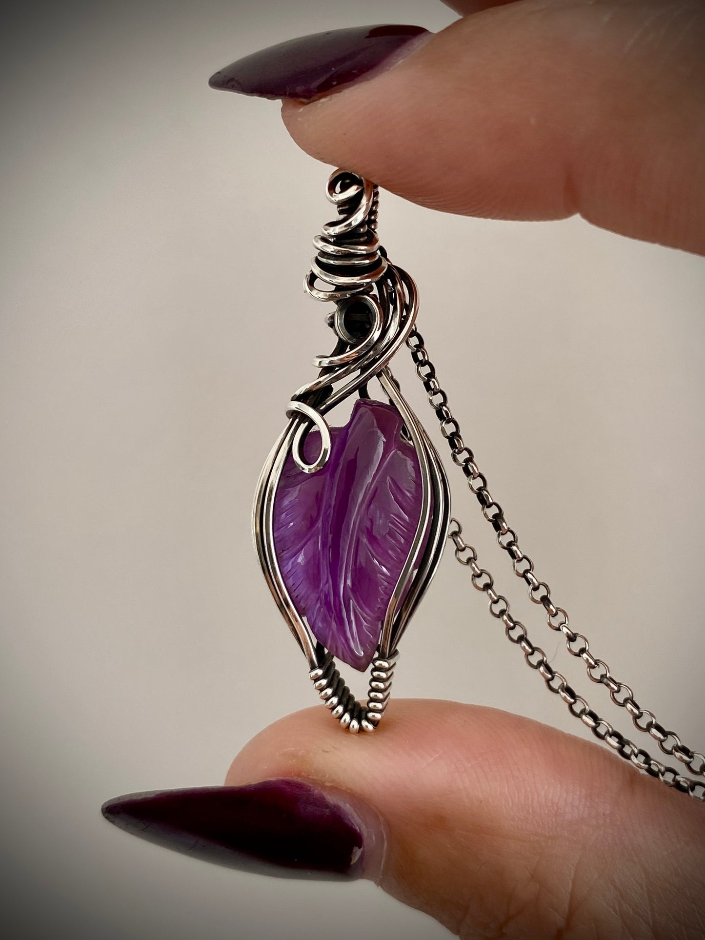 Amethyst Leaf Necklace