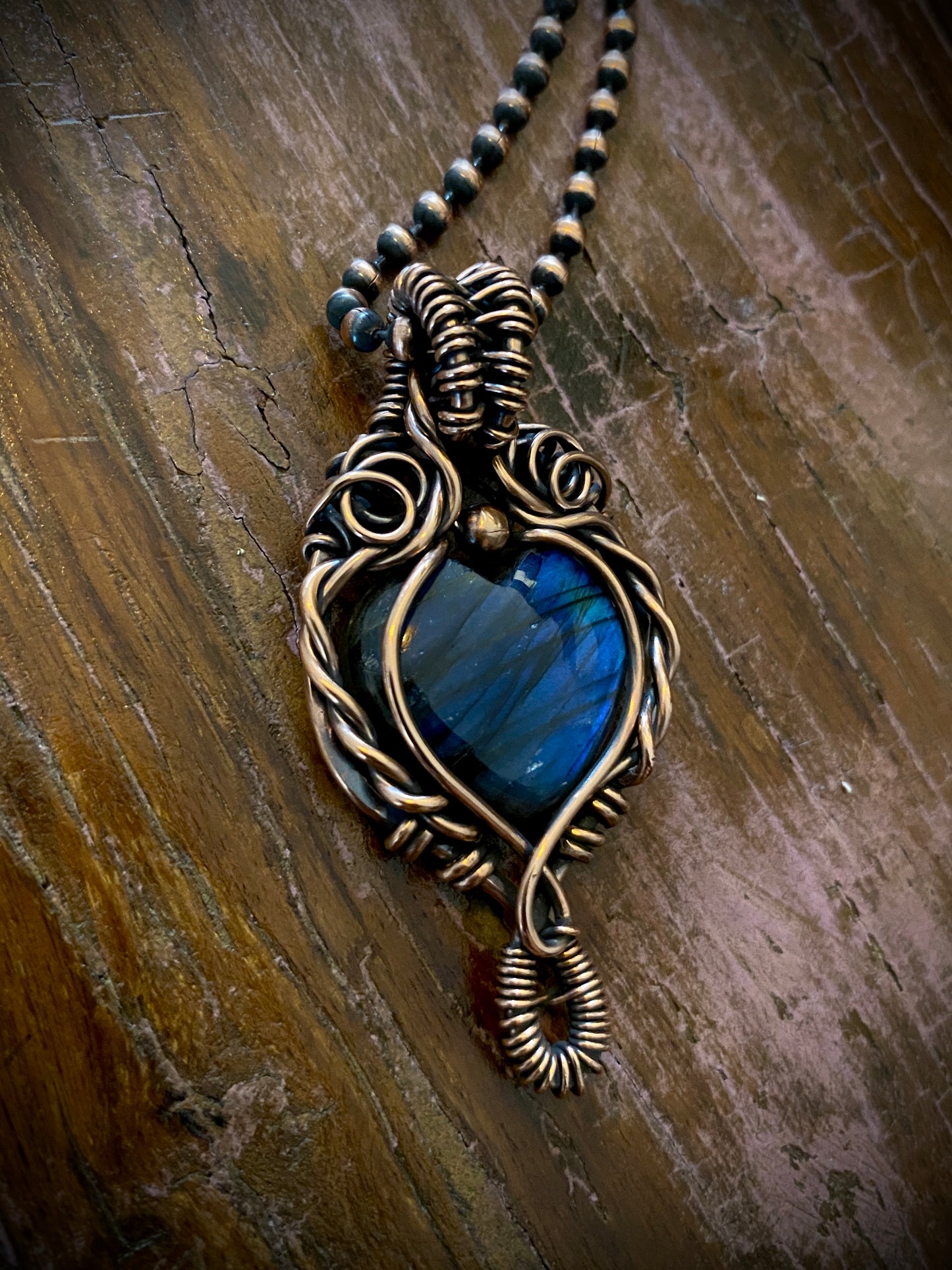 Blue Labradorite Heart Necklace