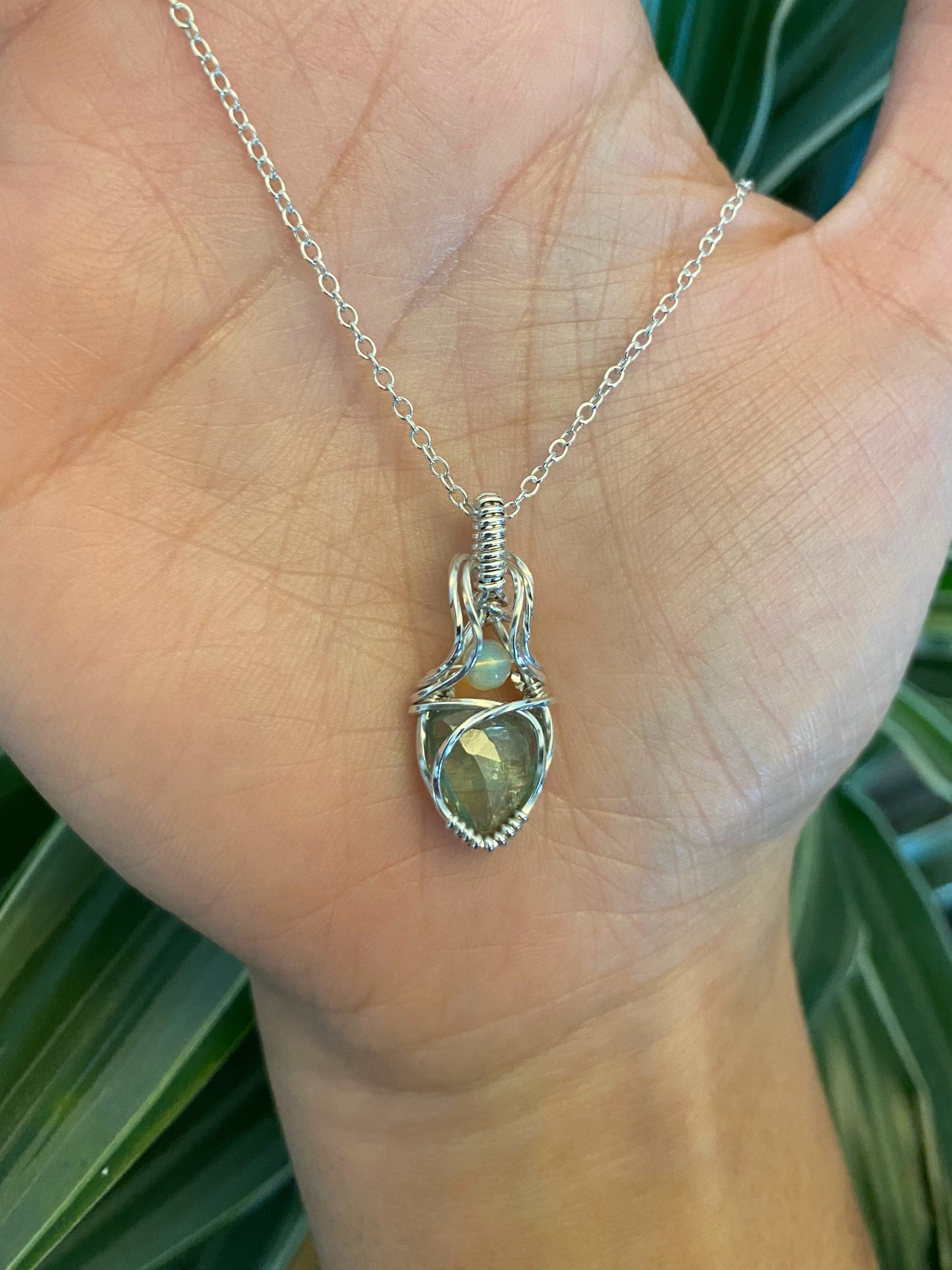 Mini Peridot & Ethiopian Opal Solid Silver Necklace