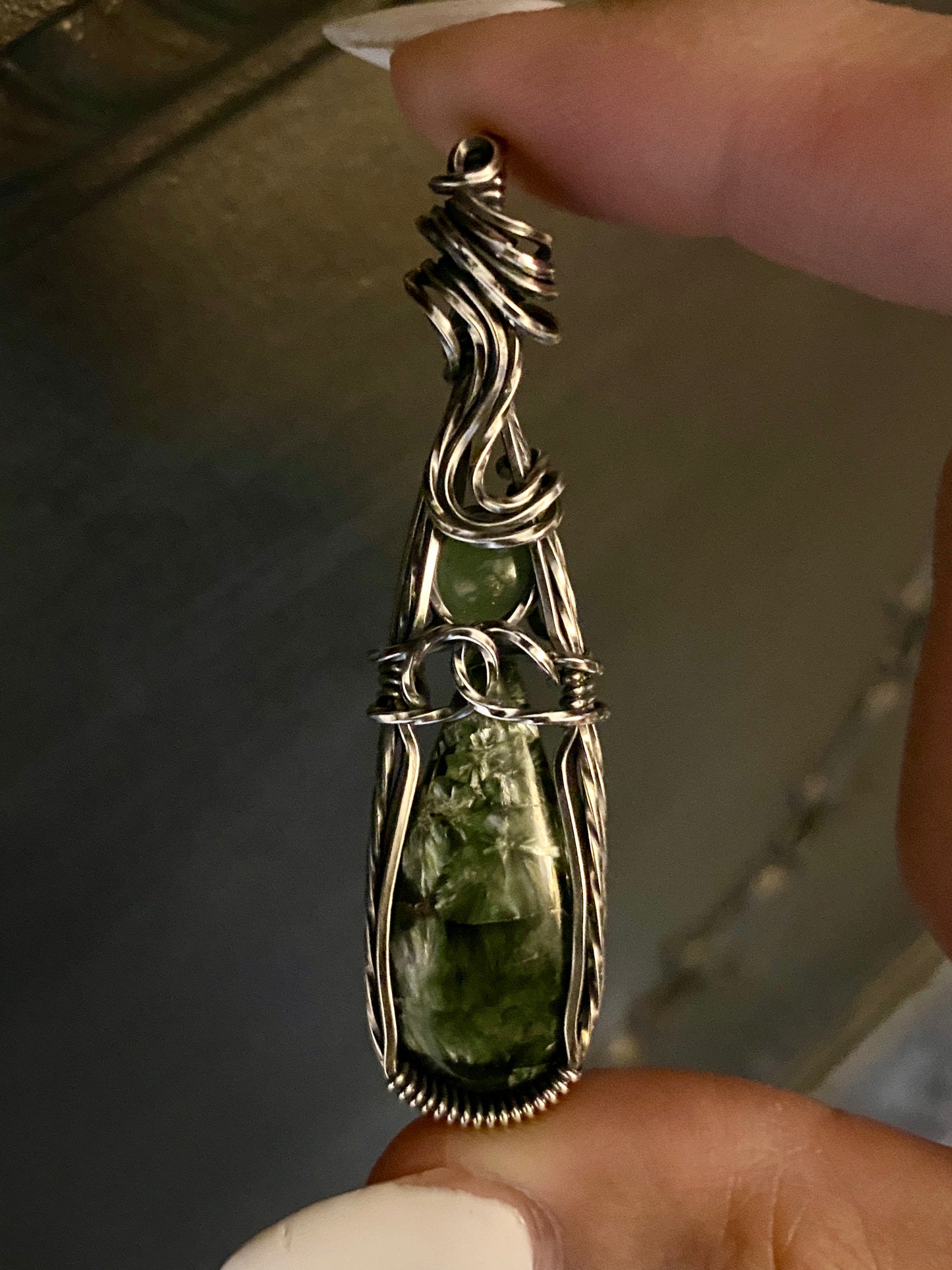 Seraphinite & Green Aventurine Silver Necklace