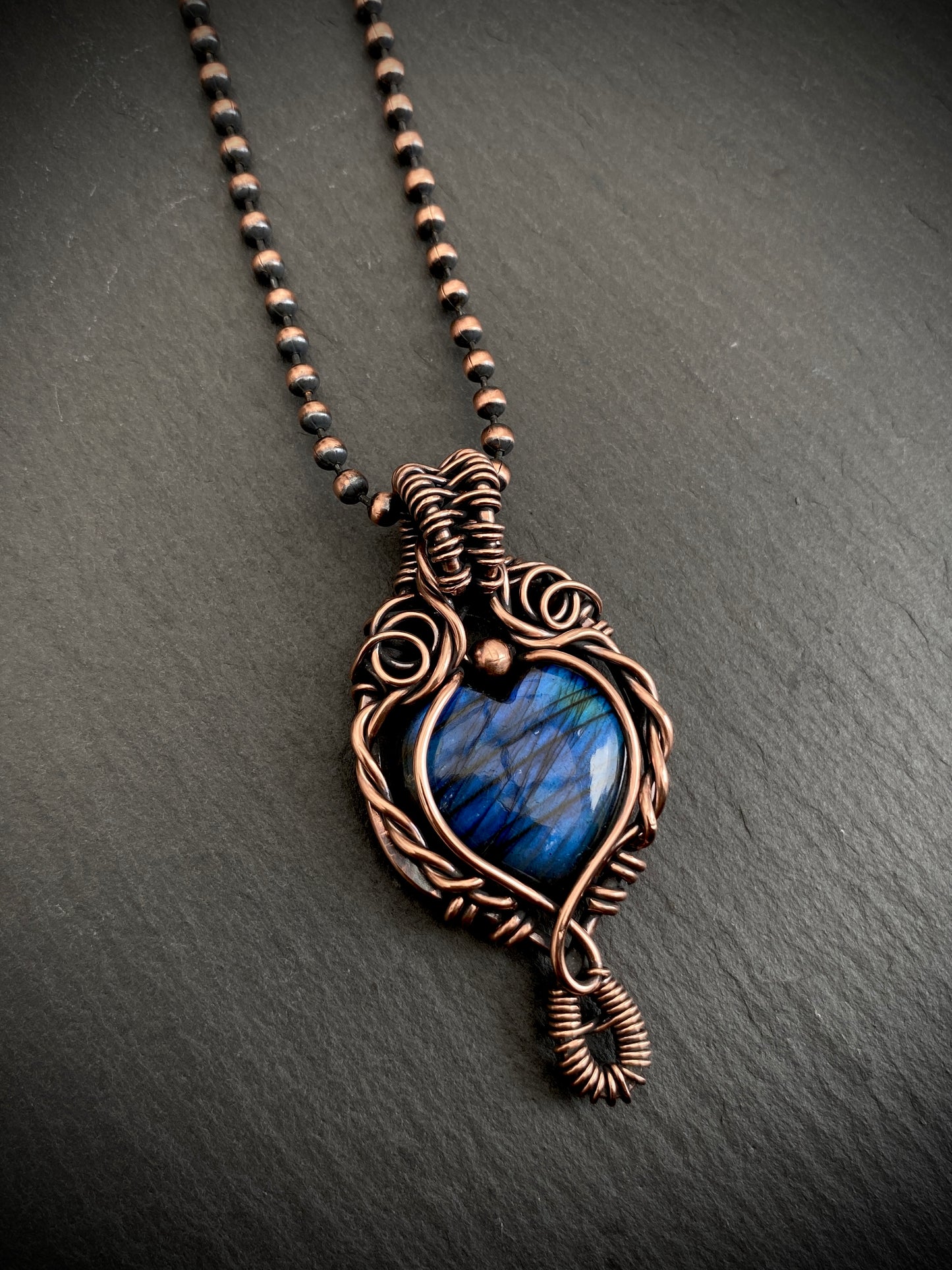 Blue Labradorite Heart Necklace