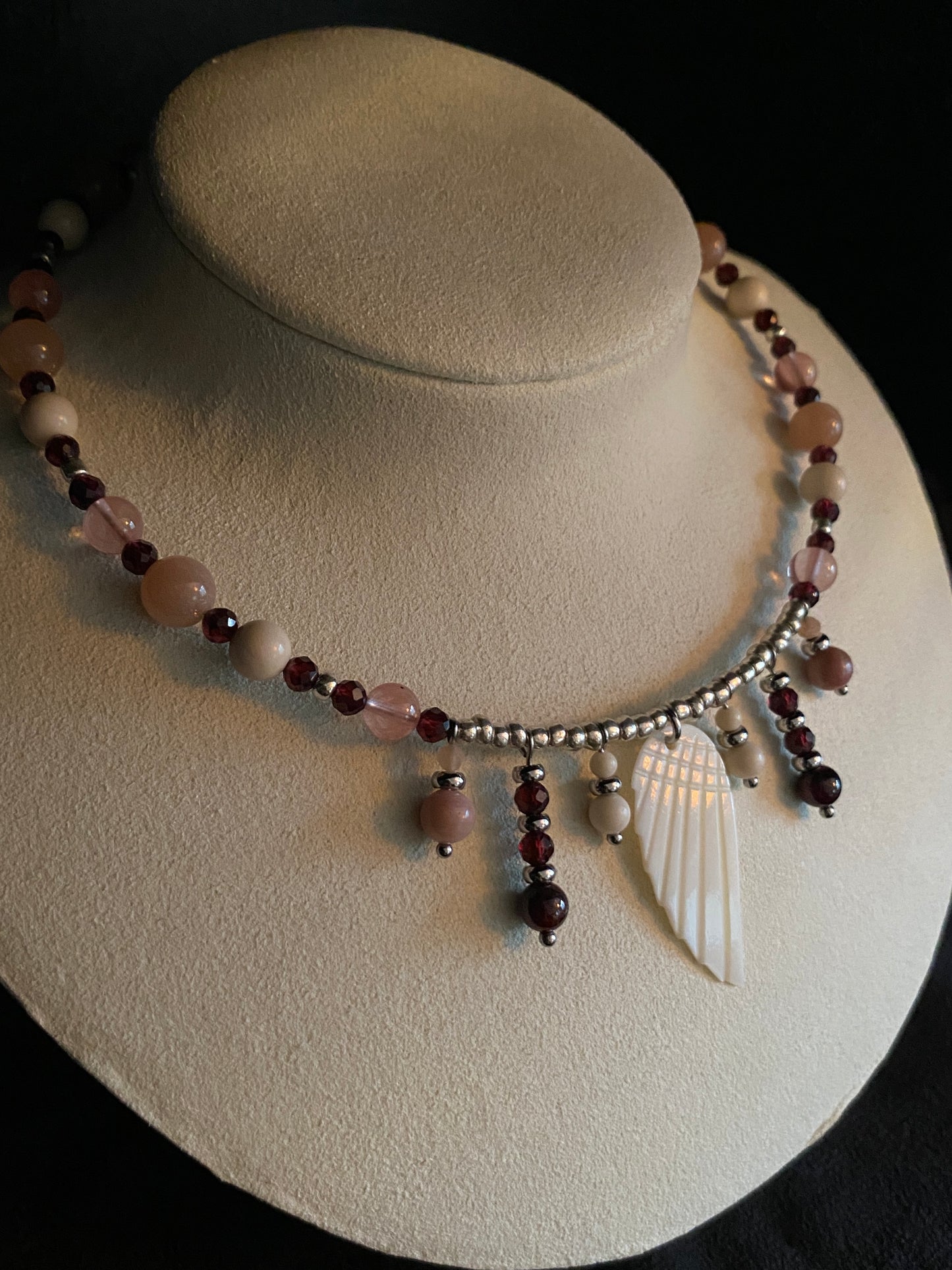 Mixed Crystal & Mother of Pearl Wing Choker